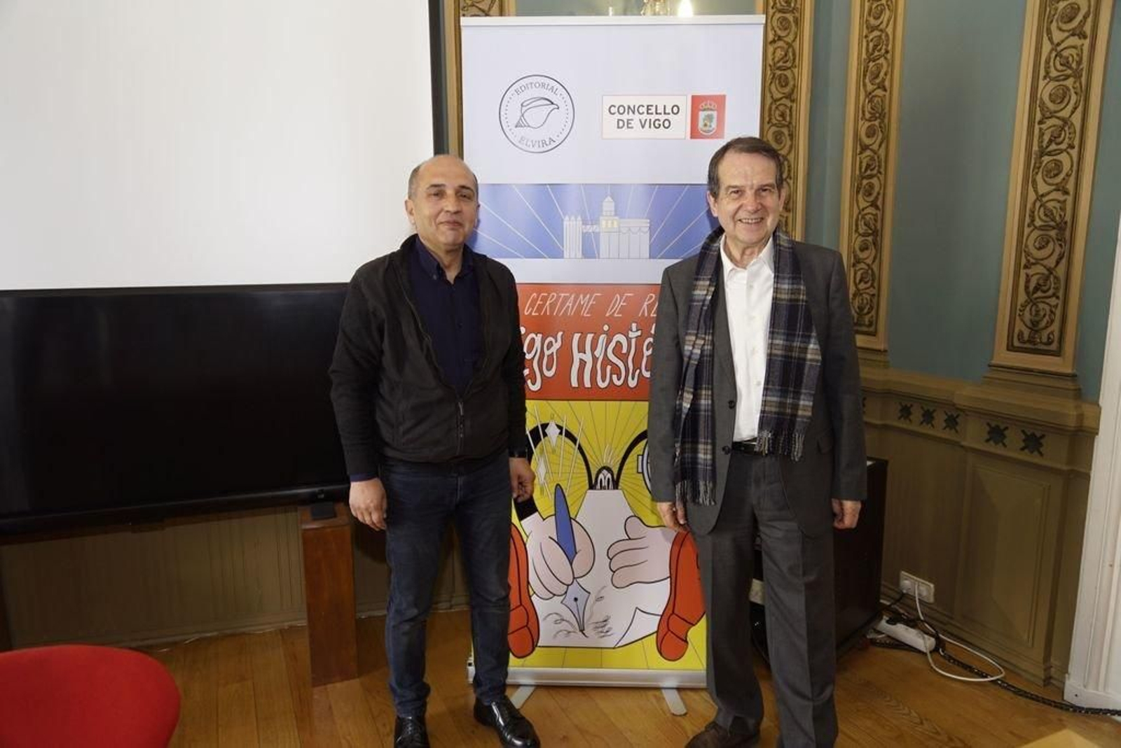 El editor Javier Romero y el alcalde Abel Caballero presentaron el certamen “Vigo Histórico”.