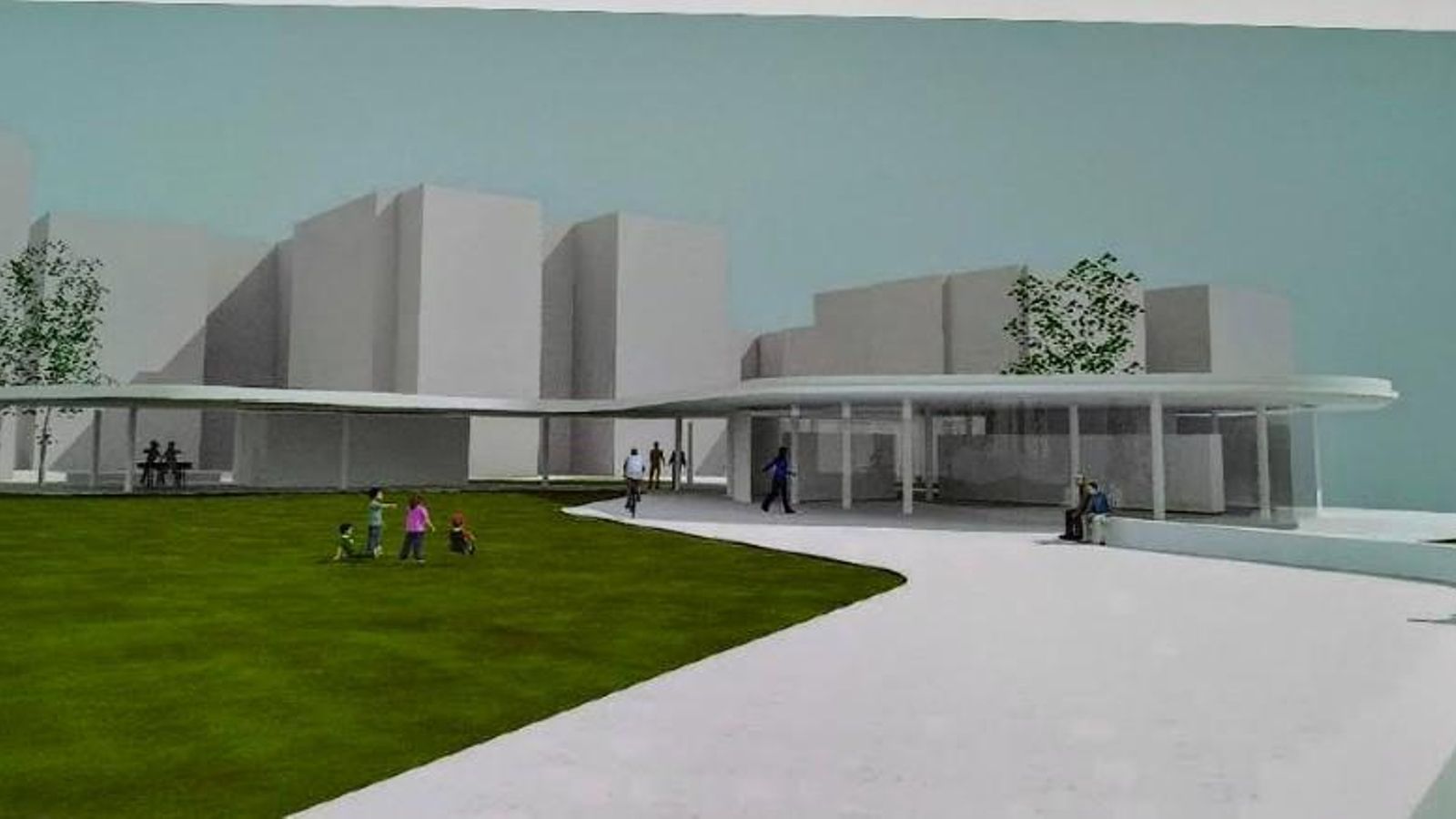 Fachada y plaza del futuro pabellón pontevedrés.