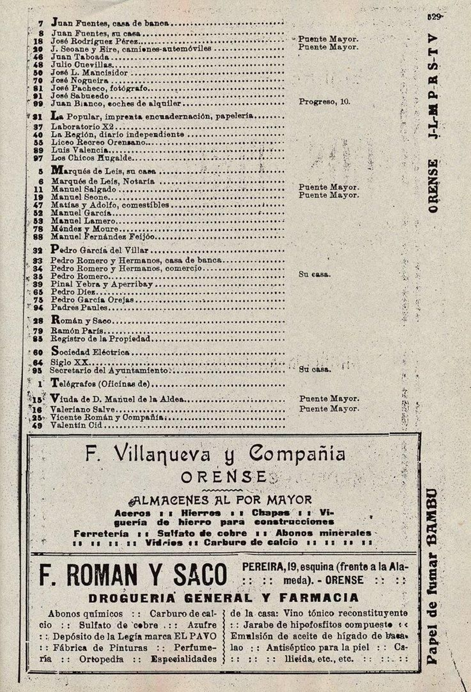 Una lista de abonados ourensanos.