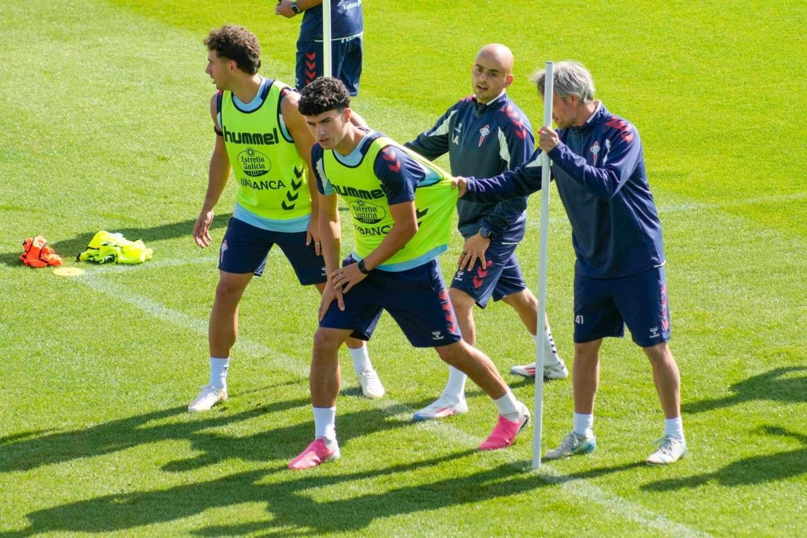 Andrés Antañón, durante la sesión de entrenamiento de ayer en Afouteza.