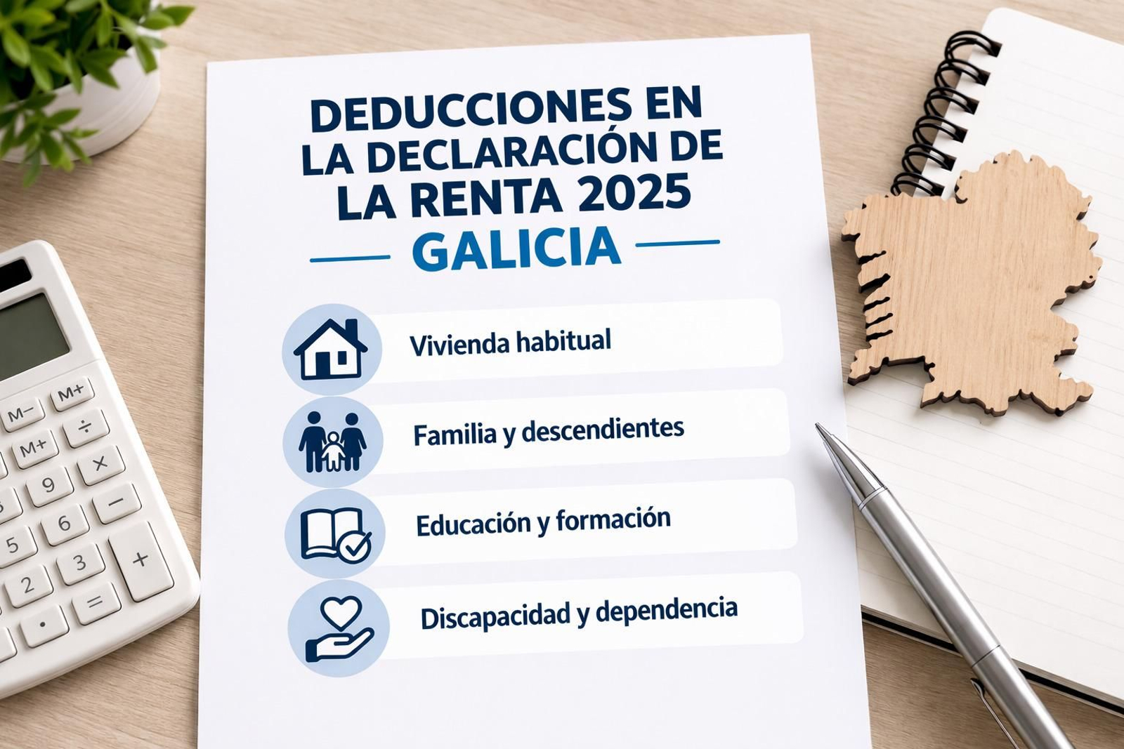 Deducciones fiscales en la renta 2025 en Galicia.