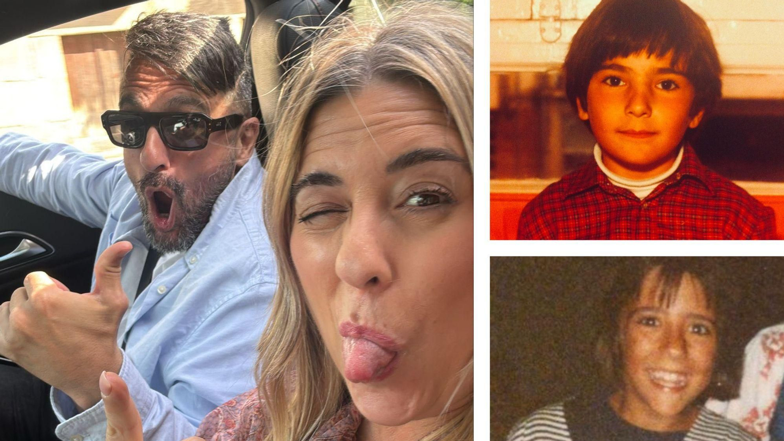 Óscar Conde y Estefanía Vázquez actualmente -izq.- y de pequeños -der-.