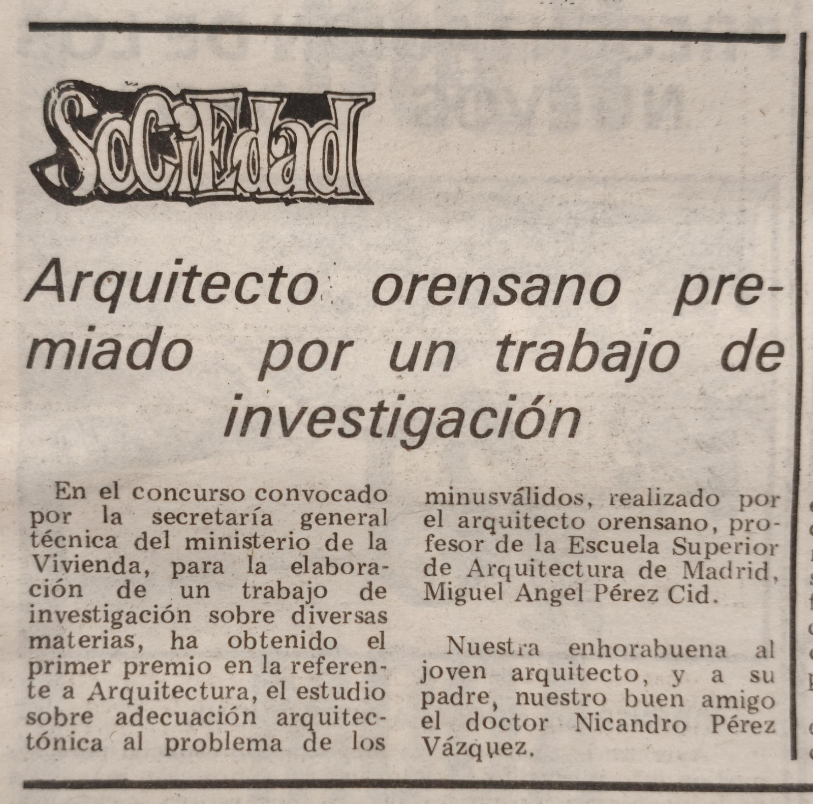 Premio para un arquitecto orensano