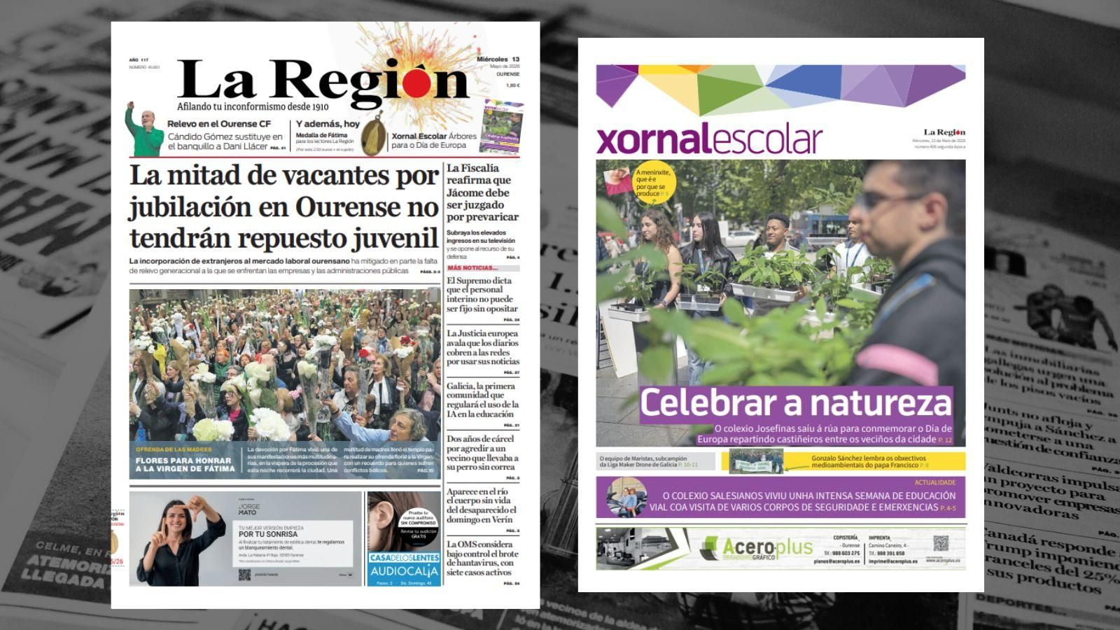 Los titulares de La Región de este miércoles, 13 de mayo