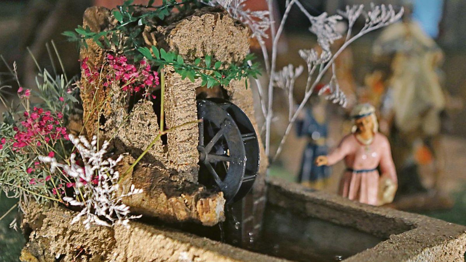 Uno de los molinos de agua del belén.
