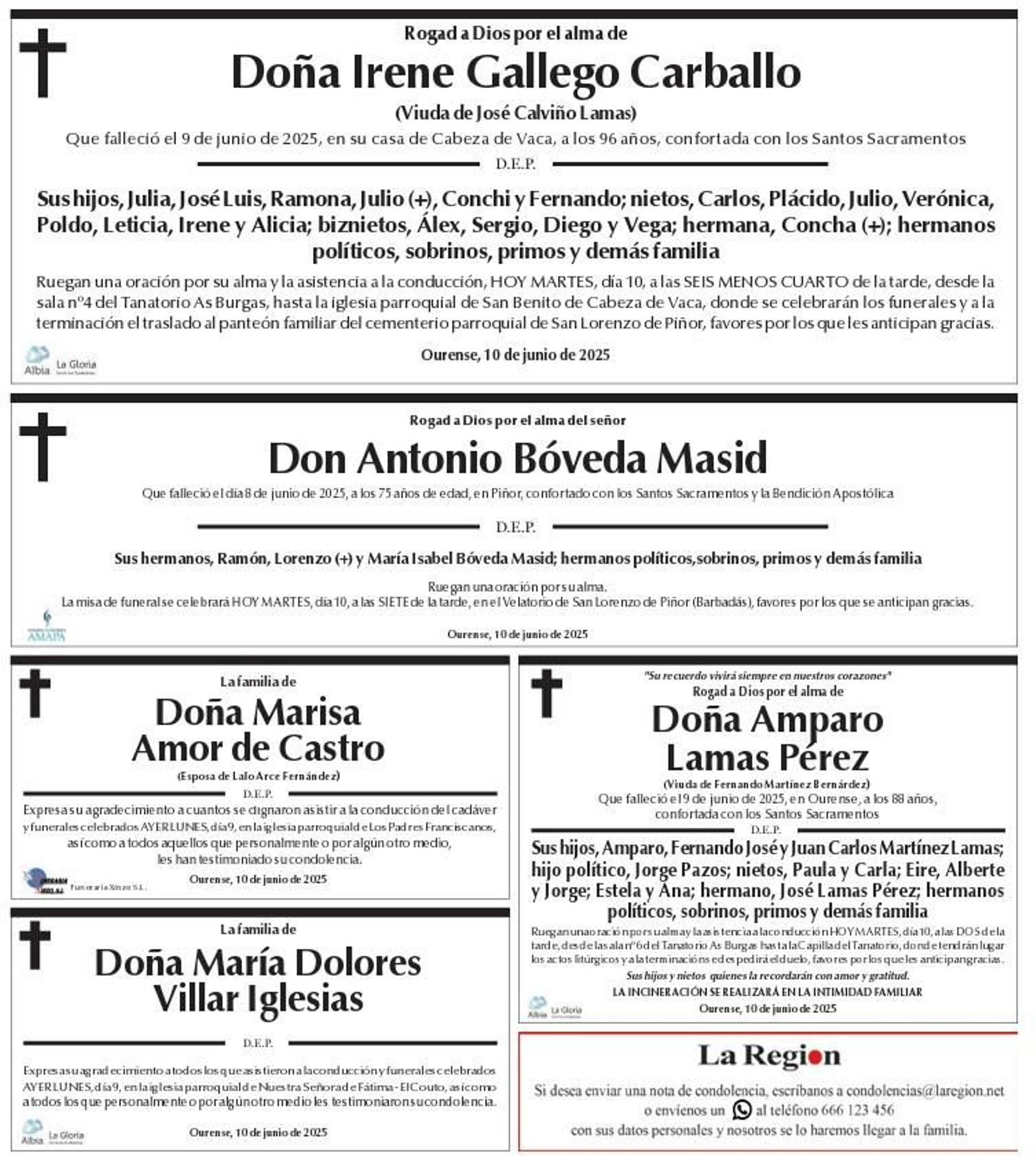 Las despedidas de este martes.