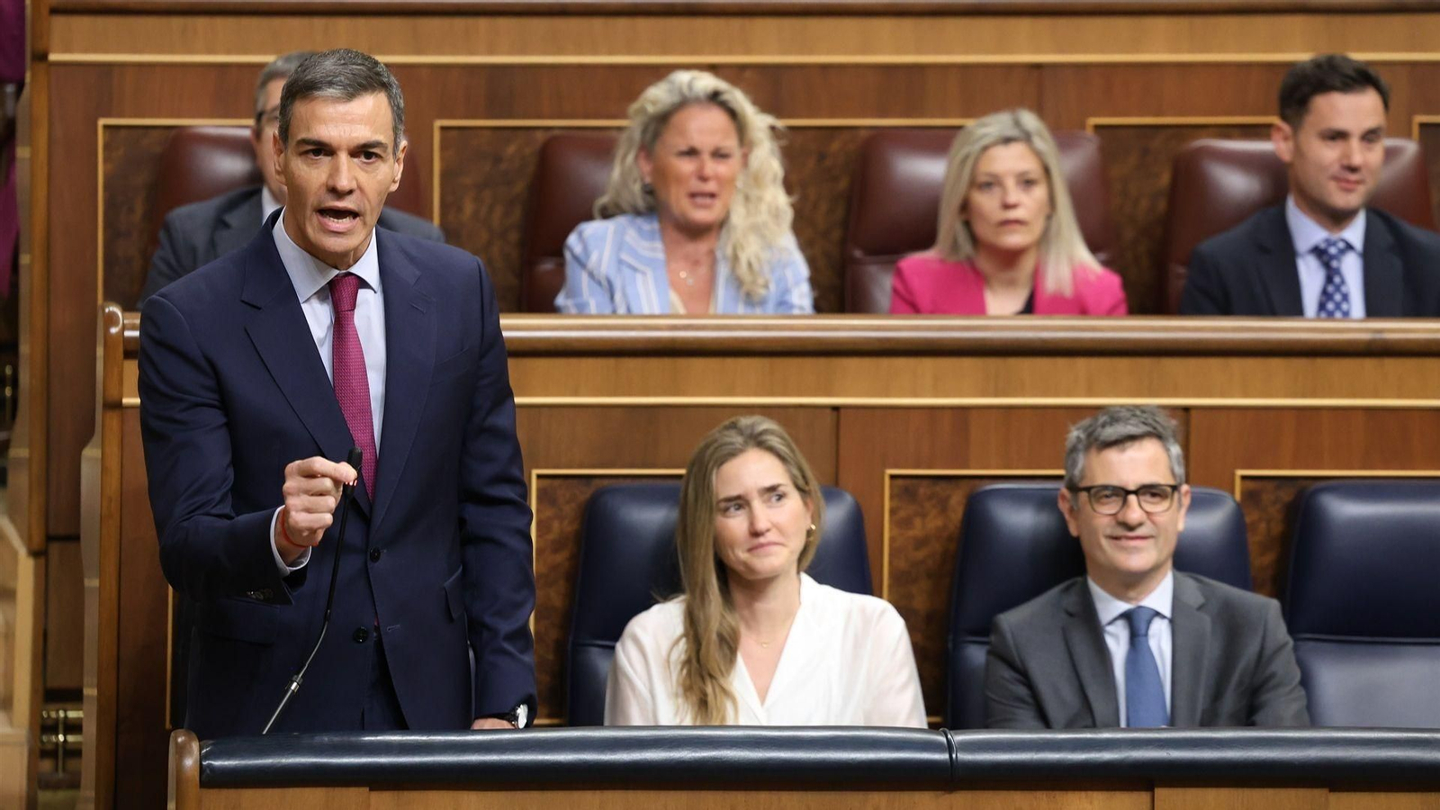 El presidente del Gobierno, Pedro Sánchez, interviene durante una sesión de control al Gobierno, en el Congreso de los Diputados.