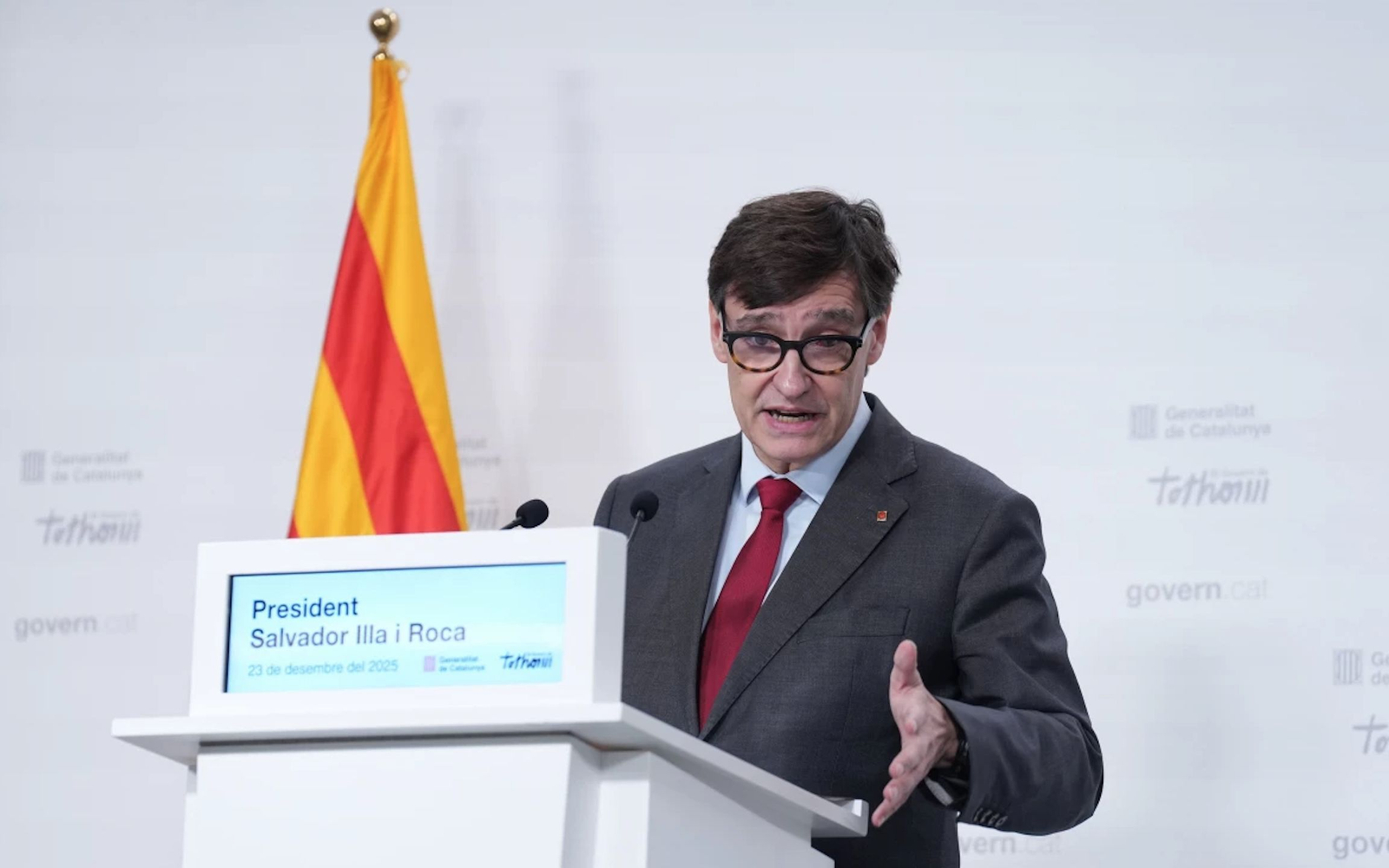 Salvador Illa durante su intervención en el Consell