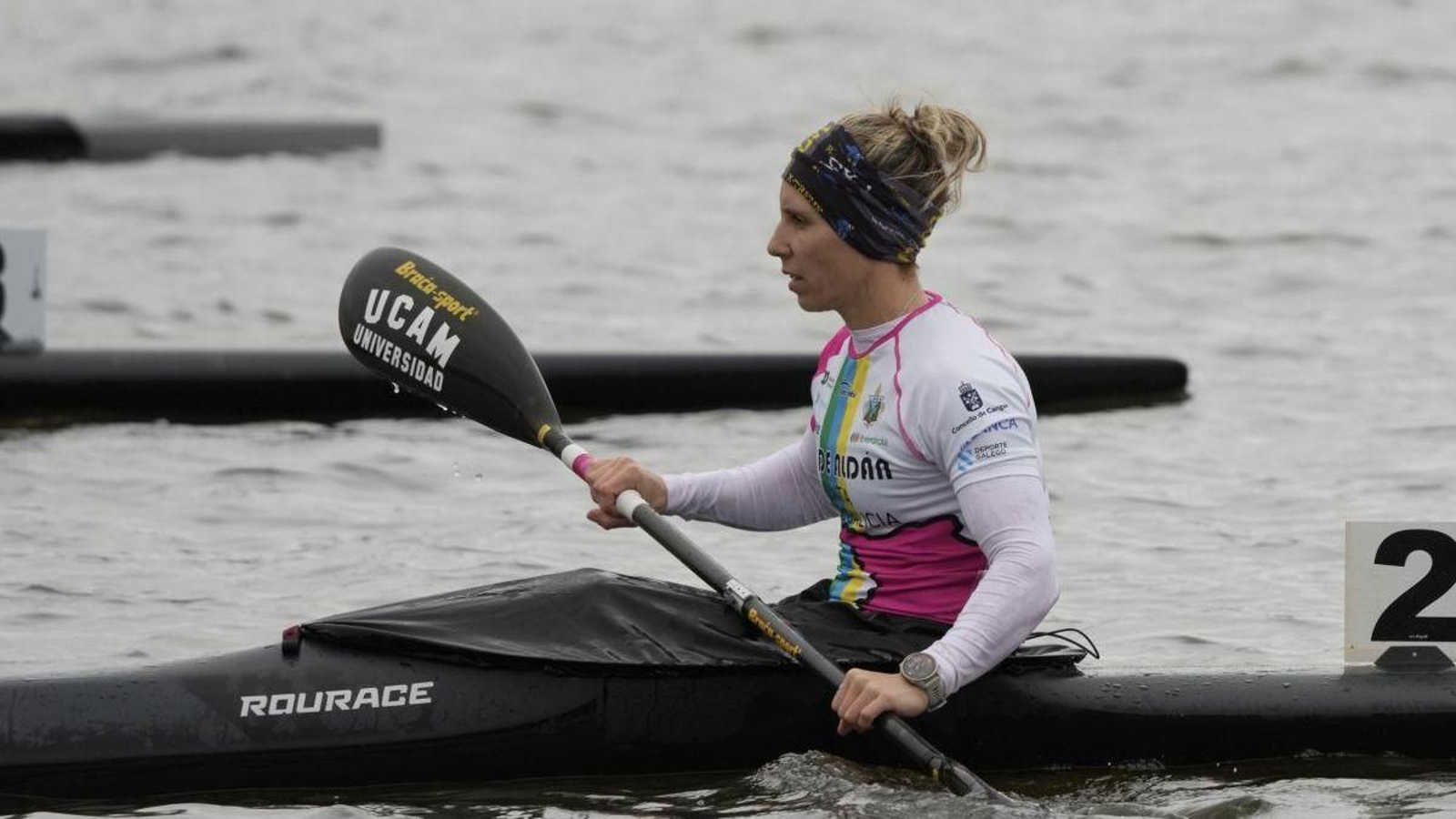 Teresa Portela, durante el selectivo de K1 que la dejó como primera del ránking estatal de kayak.