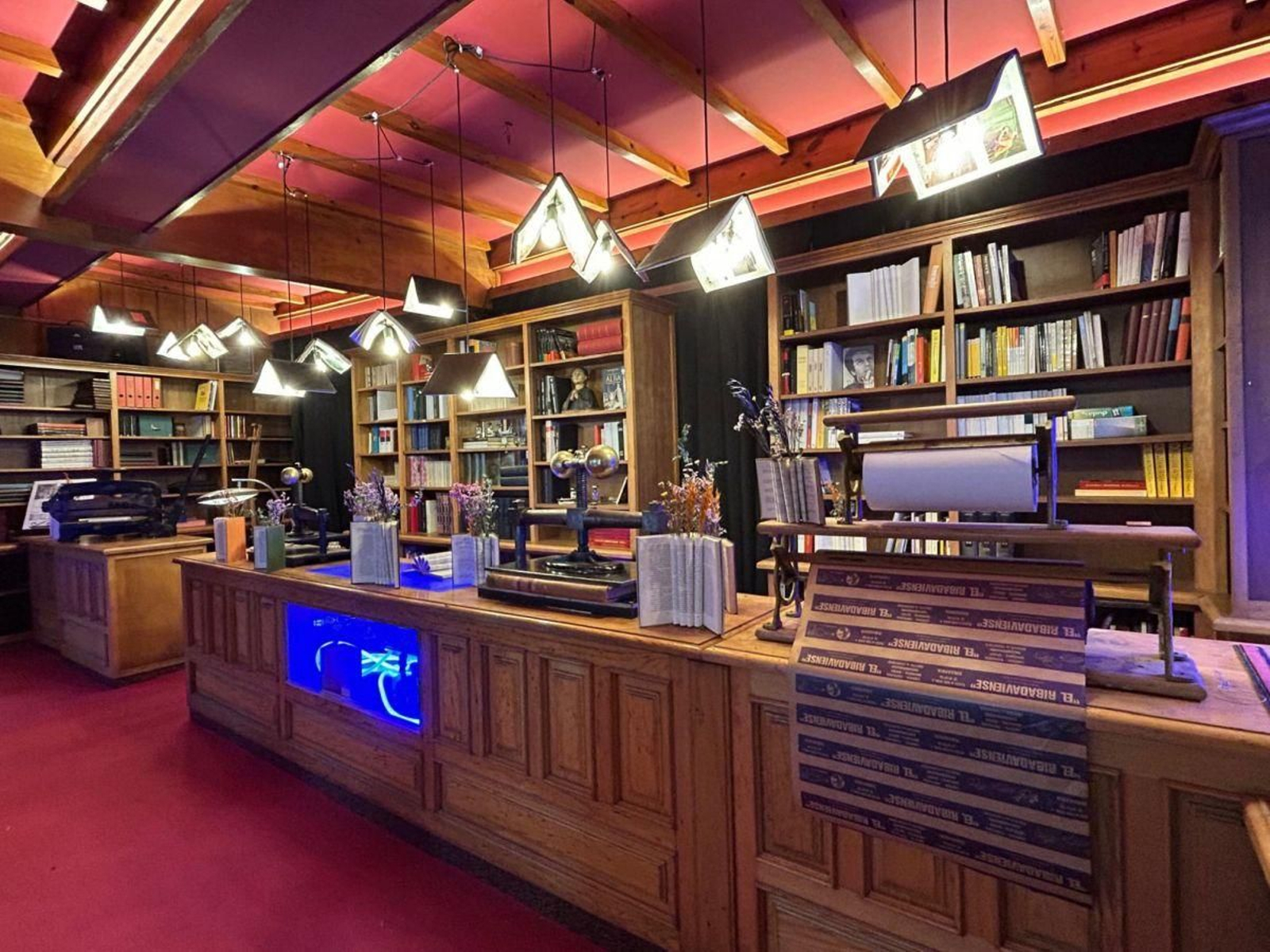 El mostrador de la imprenta, rehabilitado en el marco del proyecto Vilas Vivas.