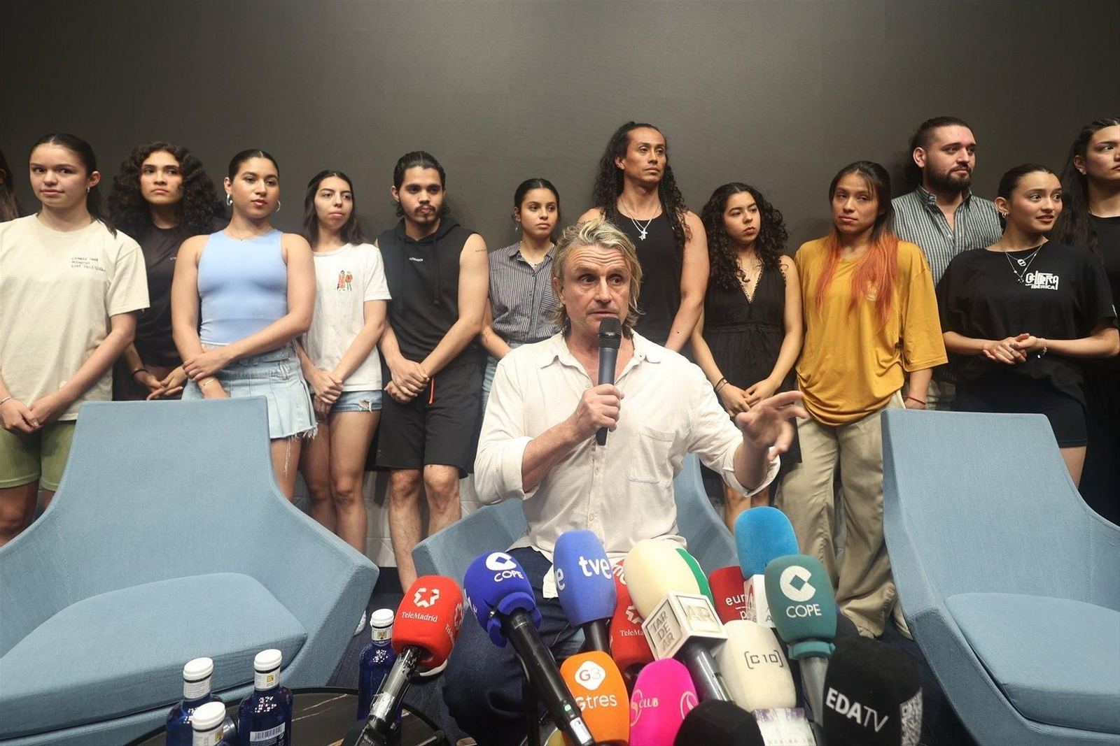 El productor musical Nacho Cano ofrece declaraciones a los medios, a 9 de julio de 2024, en Madrid (Foto: Europa Press).