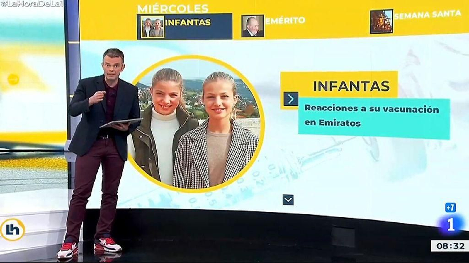 El programa "La Hora de La 1" ofreció la imagen de Leonor y Sofía en lugar de Elena y Cristina.