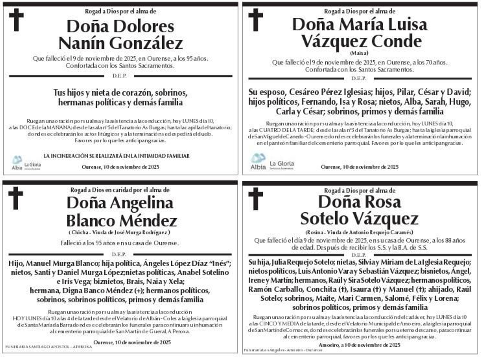 Esquelas 10 de noviembre