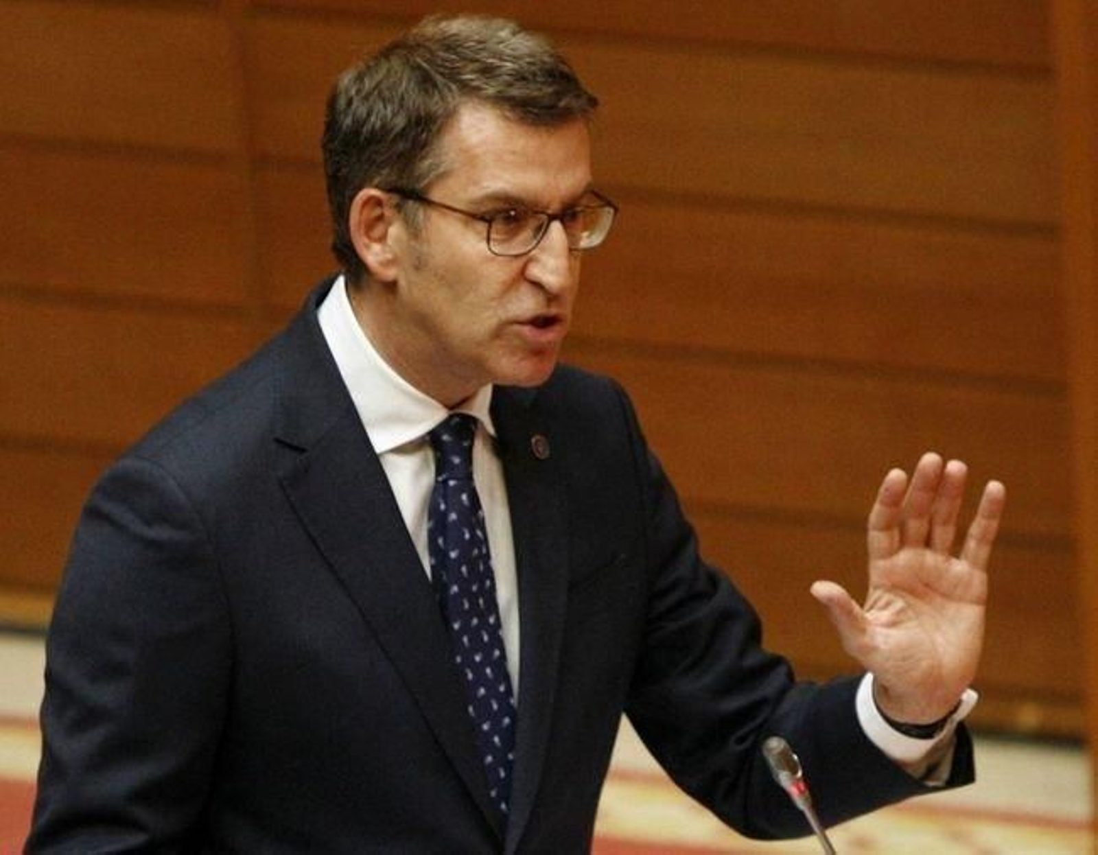 Alberto Núñez Feijóo, durante su intervención ayer en el Parlamento.