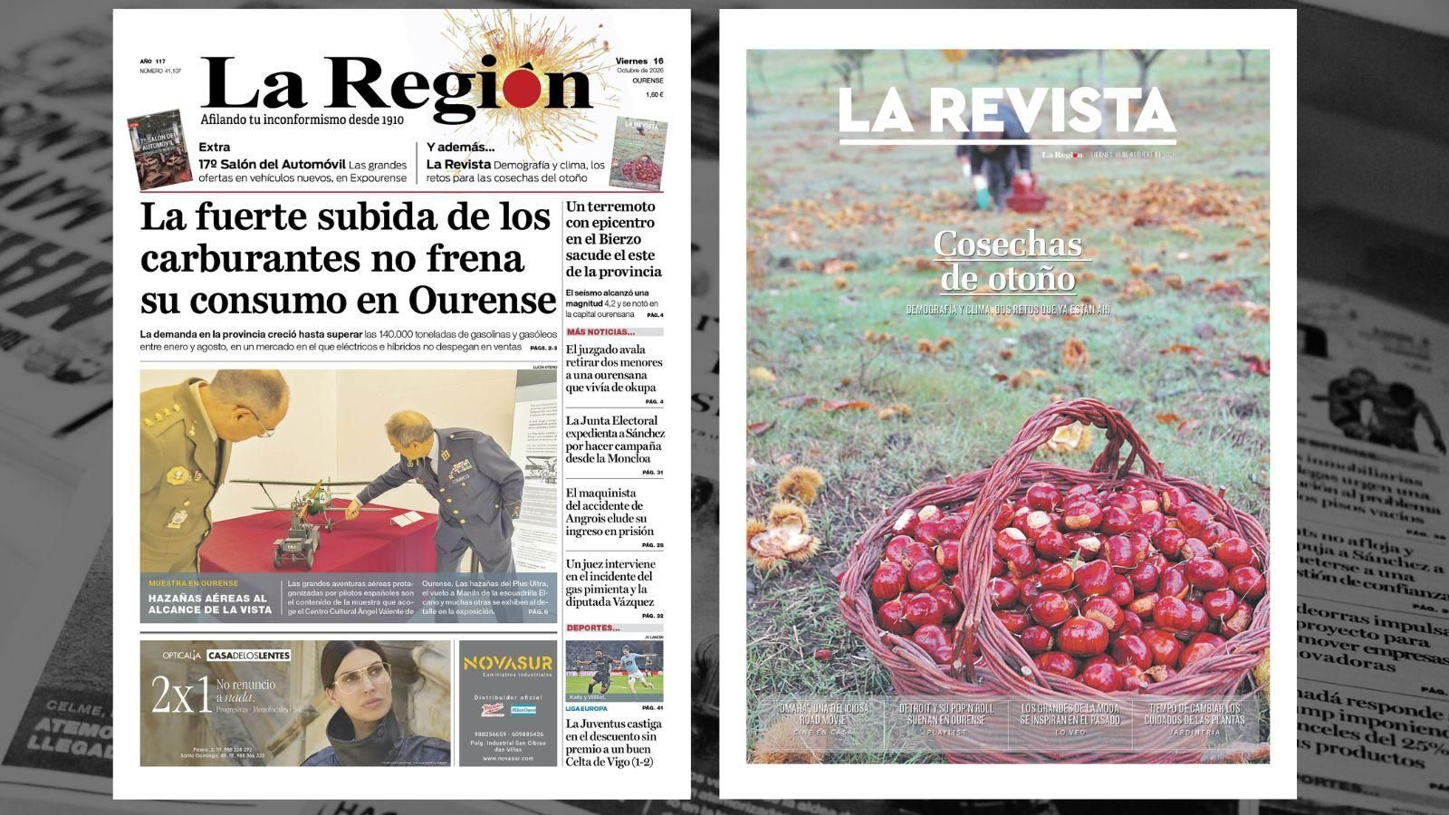 Los titulares de La Región de este viernes, 16 de octubre