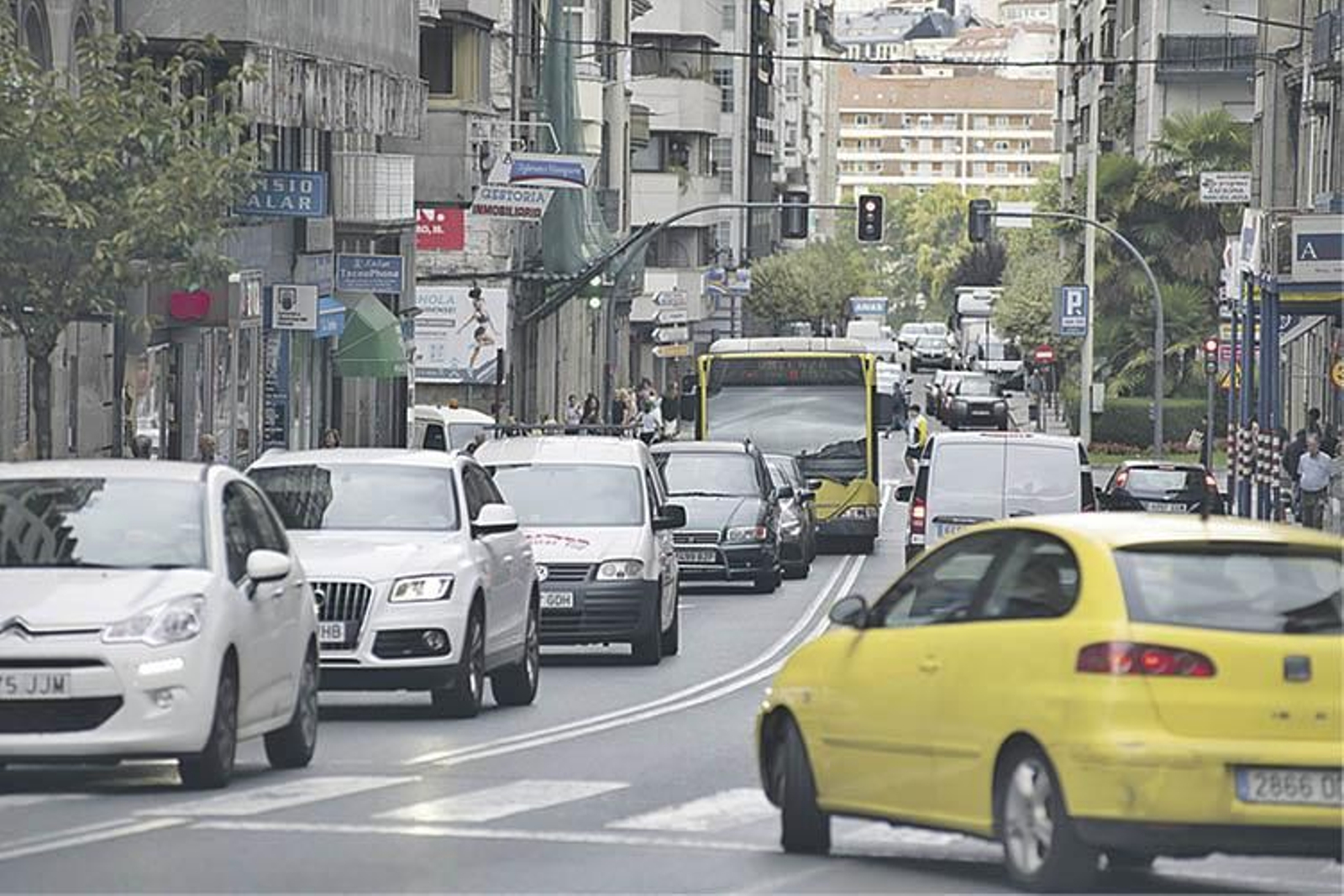Tráfico en el centro de la ciudad, la pasada semana.