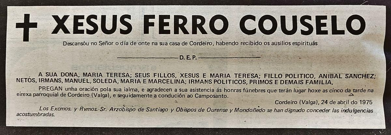 Una de las once esquelas publicadas en La Región.