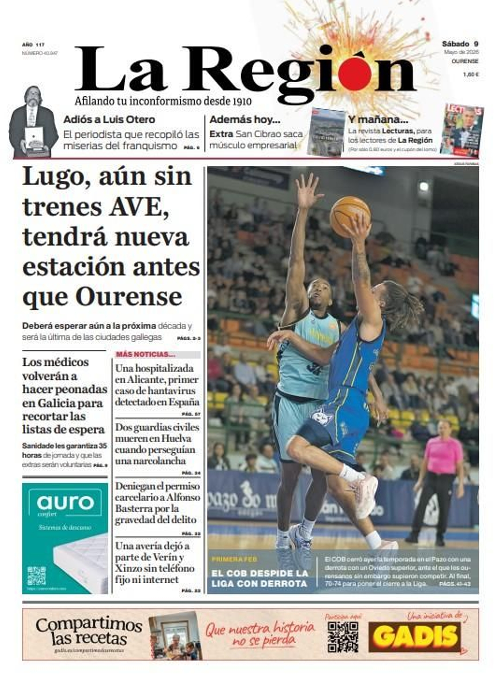 Los titulares de La Región de este sábado, 9 de mayo