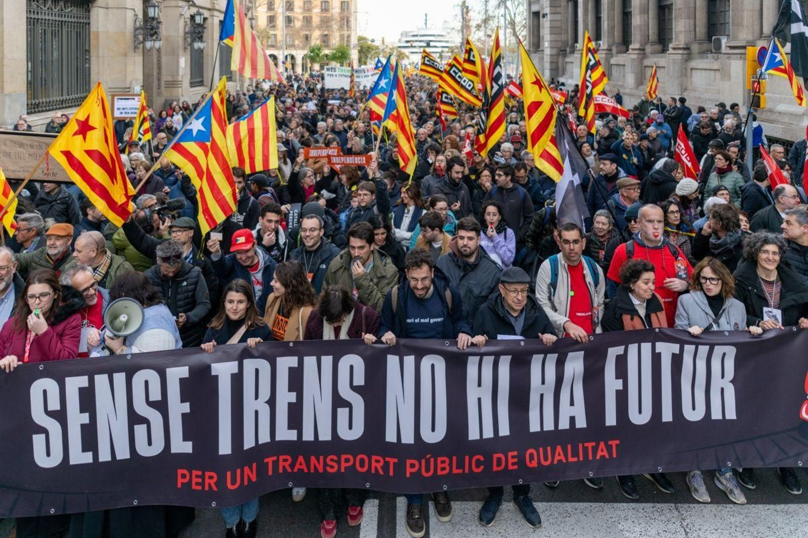 Manifestación de usuarios de Rodalies para exigir mejoras en el servicio de Rodalies.