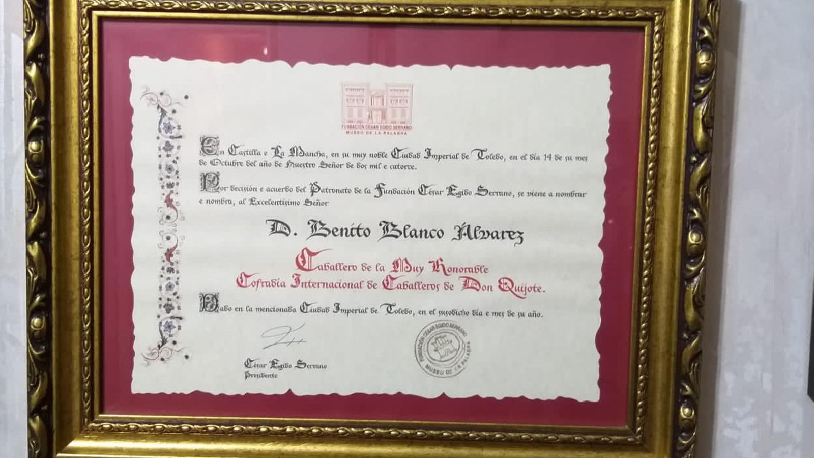 Benito Blanco B.B. Caballero de la Cofradía de Don Quijote web