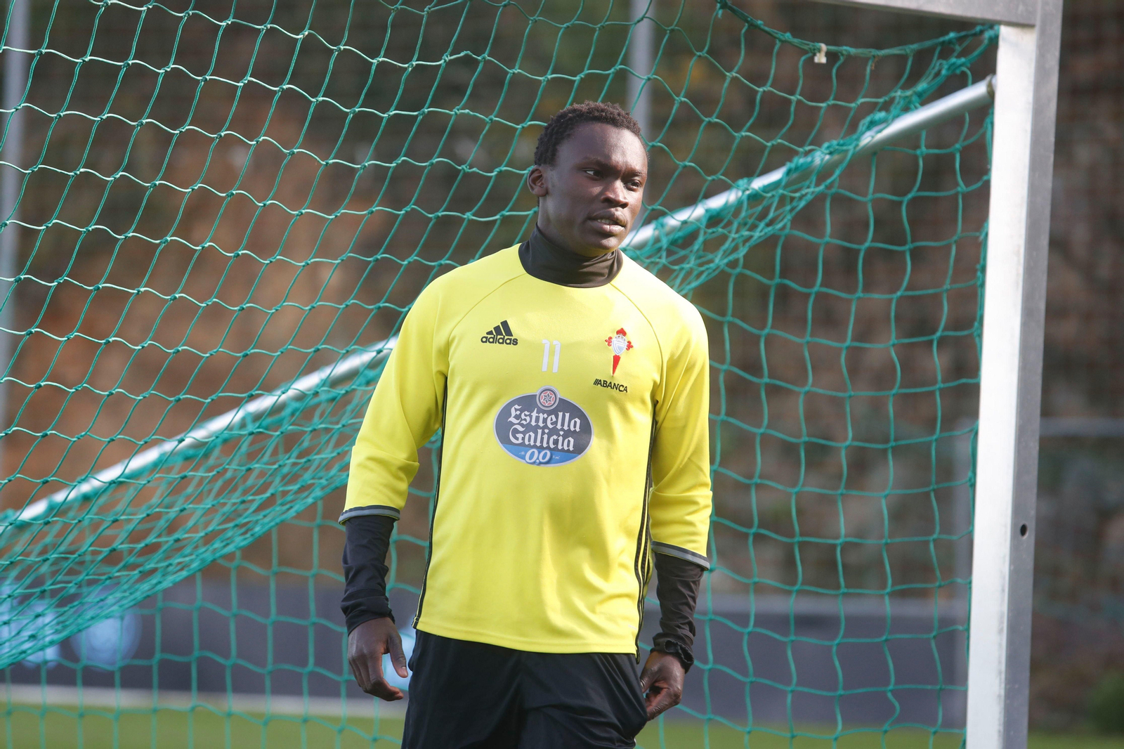 Pione Sisto, durante un entrenamiento reciente en A Madroa.