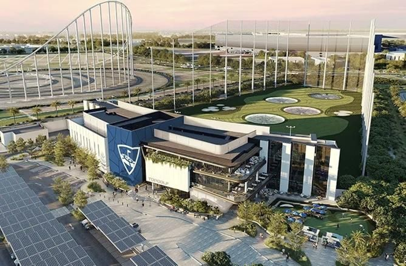 Render del proyecto de Topgolf en Adu Dhabi