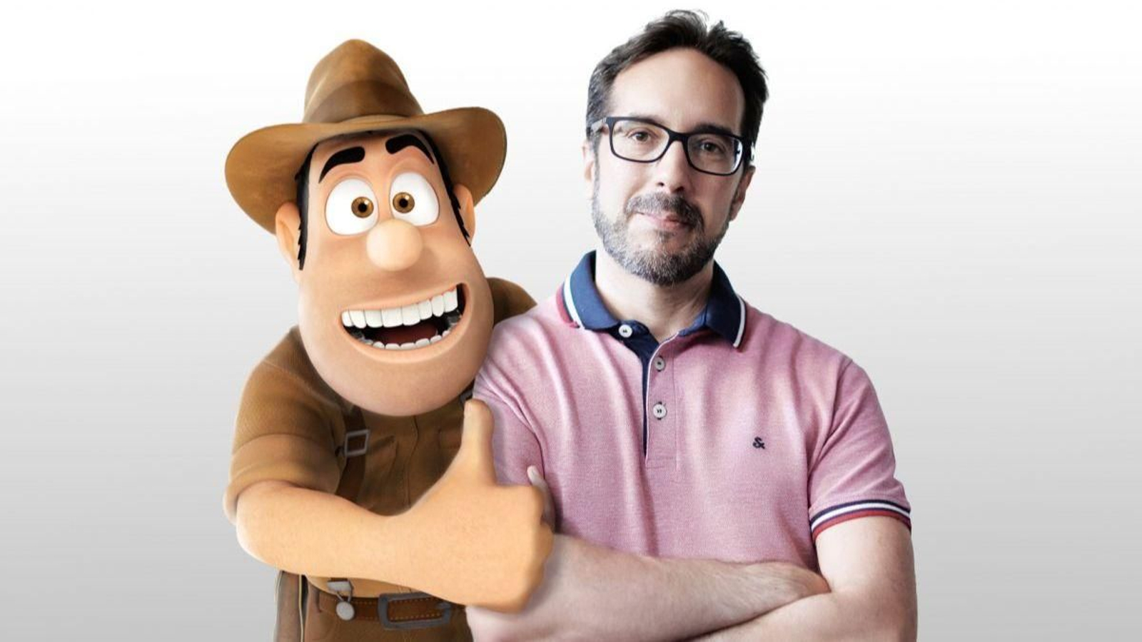 El personaje de Tadeo Jones y el profesional Enrique Gato.