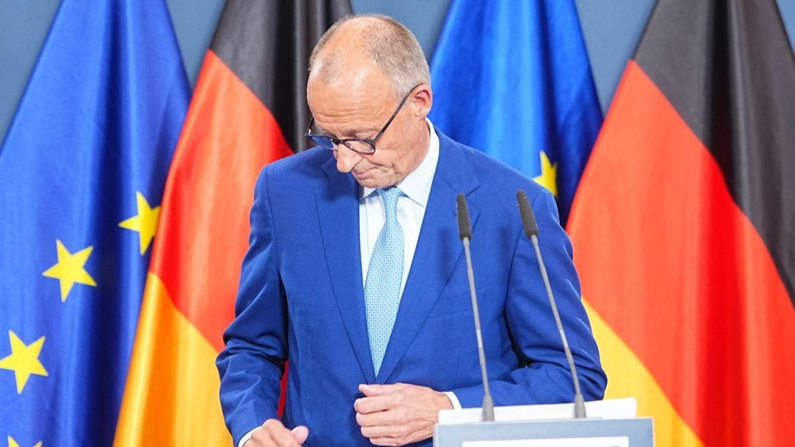 El canciller alemán Friedrich Merz, en declaraciones tras las elecciones en Berlín y Mecklemburgo-Pomerania Occidental.
