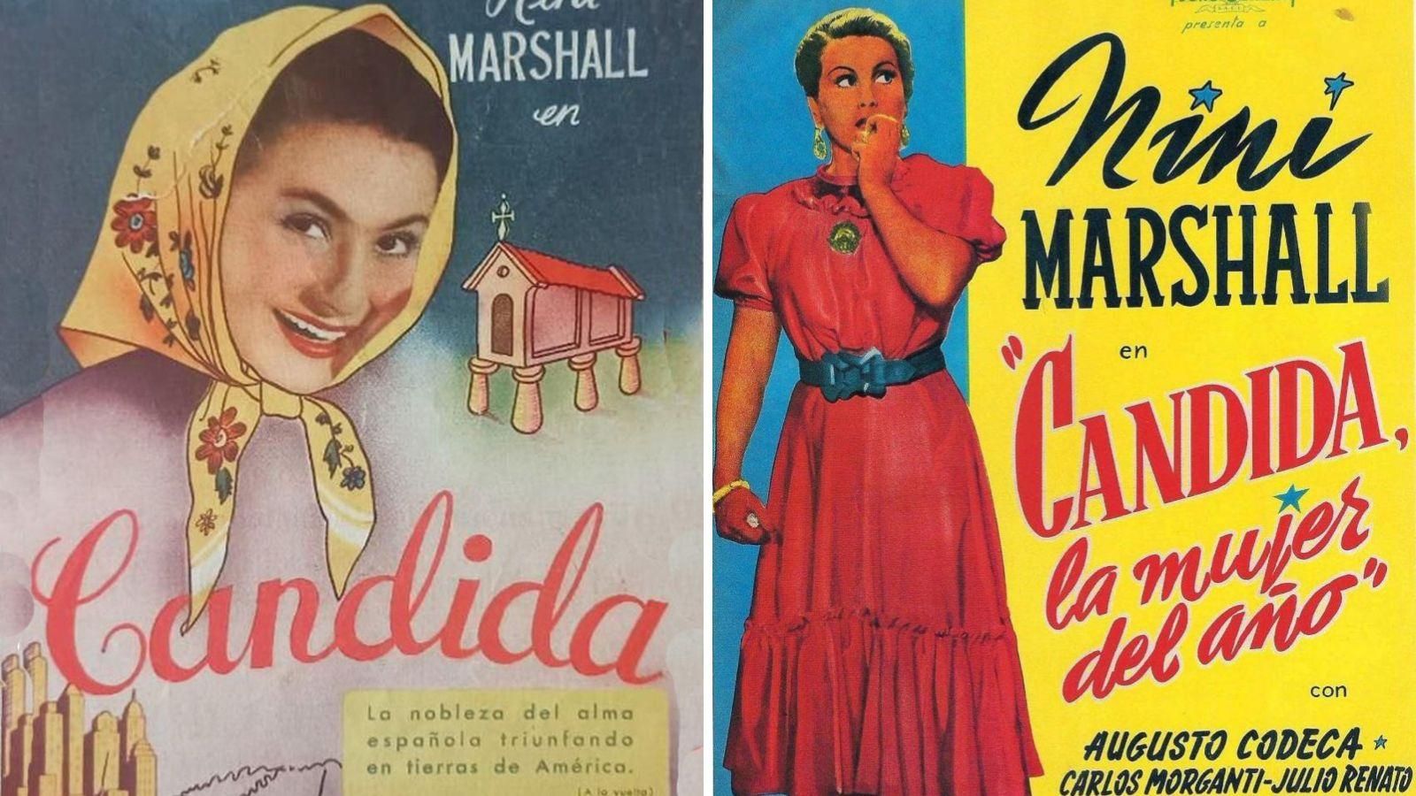 Carteis de dúas das películas da serie que Niní Marshall lle dedicou a Cándida.