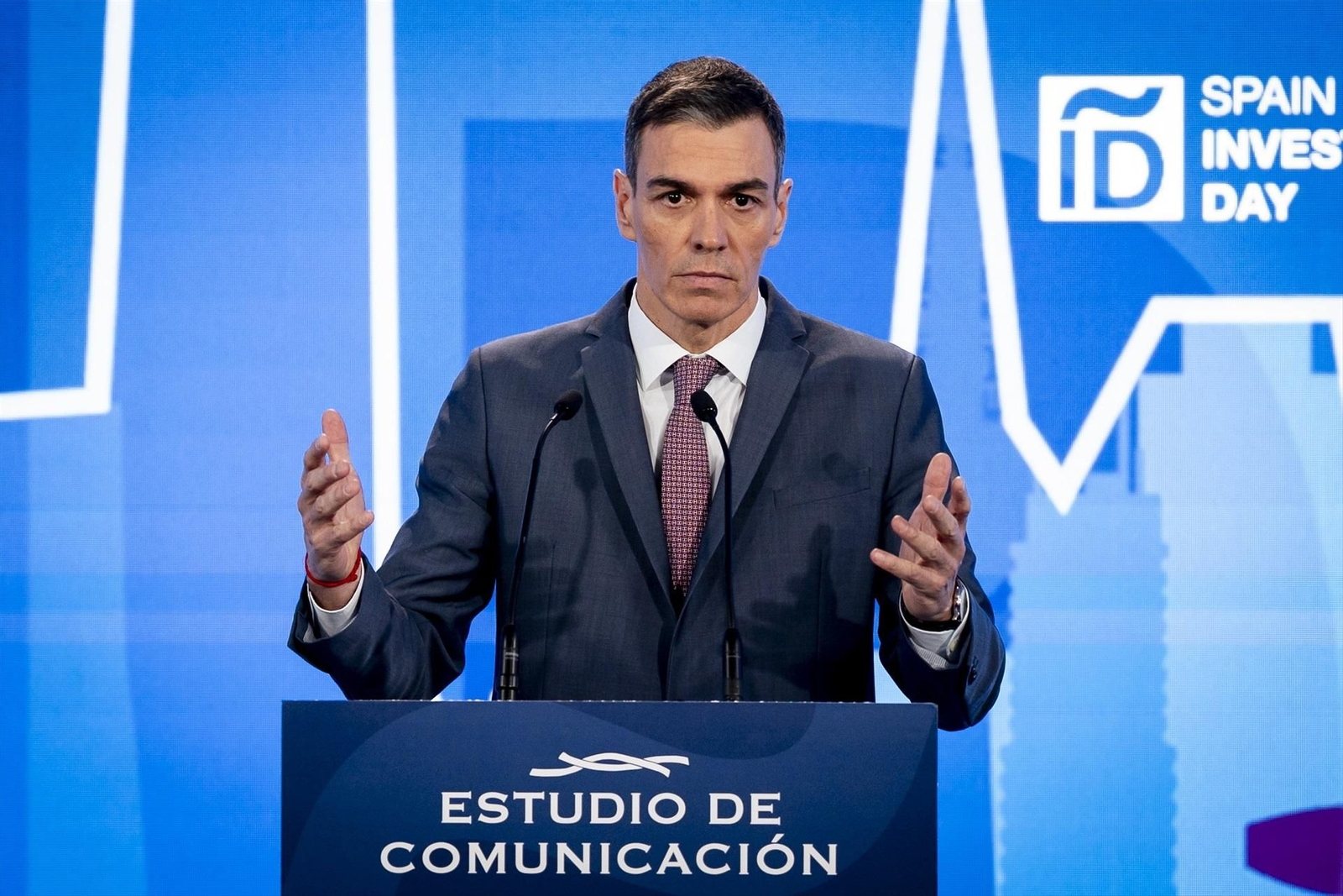 El presidente del Gobierno, Pedro Sánchez, interviene durante la clausura de la XVI edición del foro financiero internacional 'Spain Investors Day