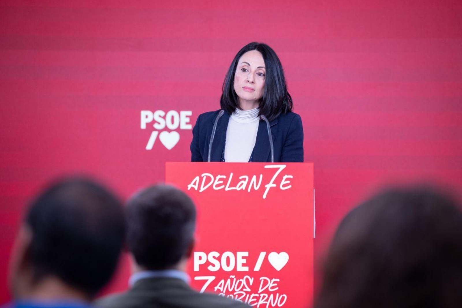 La secretaria de Organización del PSOE, Rebeca Torró, en una comparecencia en Ferraz.