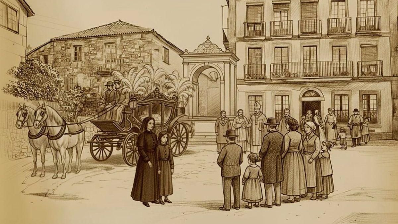 San Cosme , El Areal no estaba acondicionado y el funeral partió desde la que había sido plaza da Fonte Arcada. 1909.