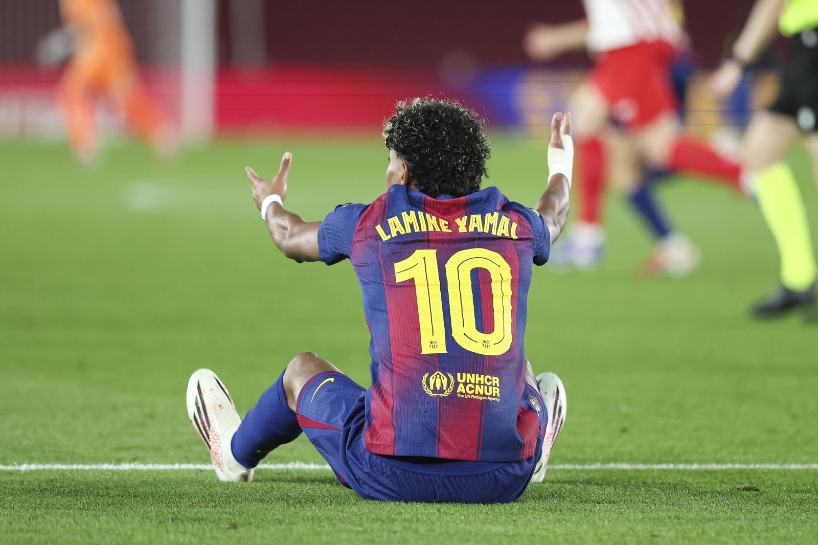 El barcelonista Lamine Yamal no pudo ver portería anoche ante el Atlético tras su ‘hat-trick’ del pasado fin de semana.