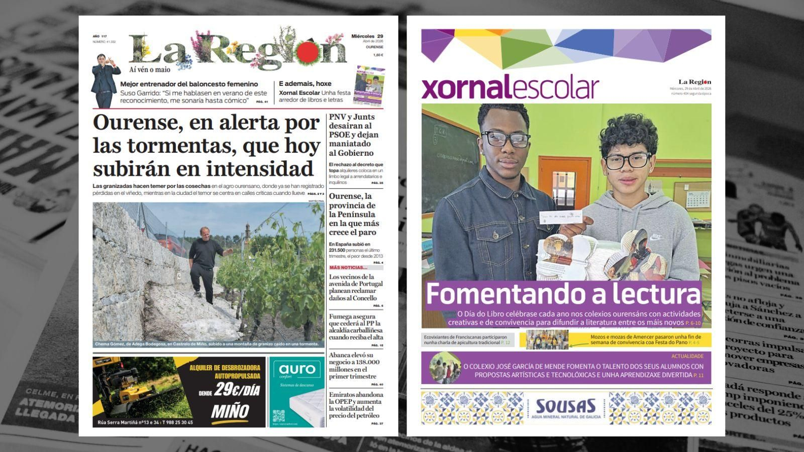 Las portadas de La Región de este miércoles, 29 de abril.