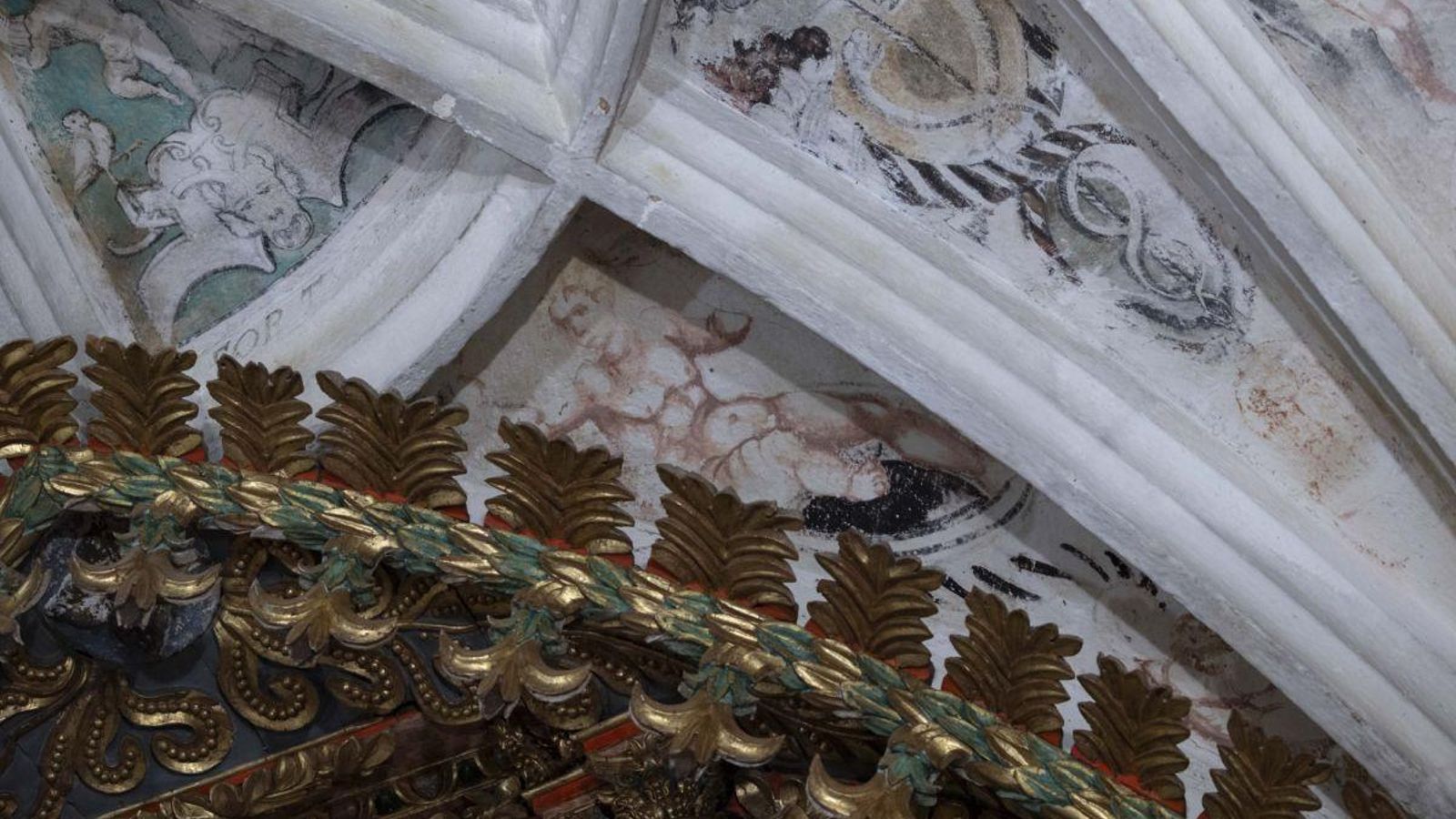 Detalle de la bóveda de Santa Baia de Banga.