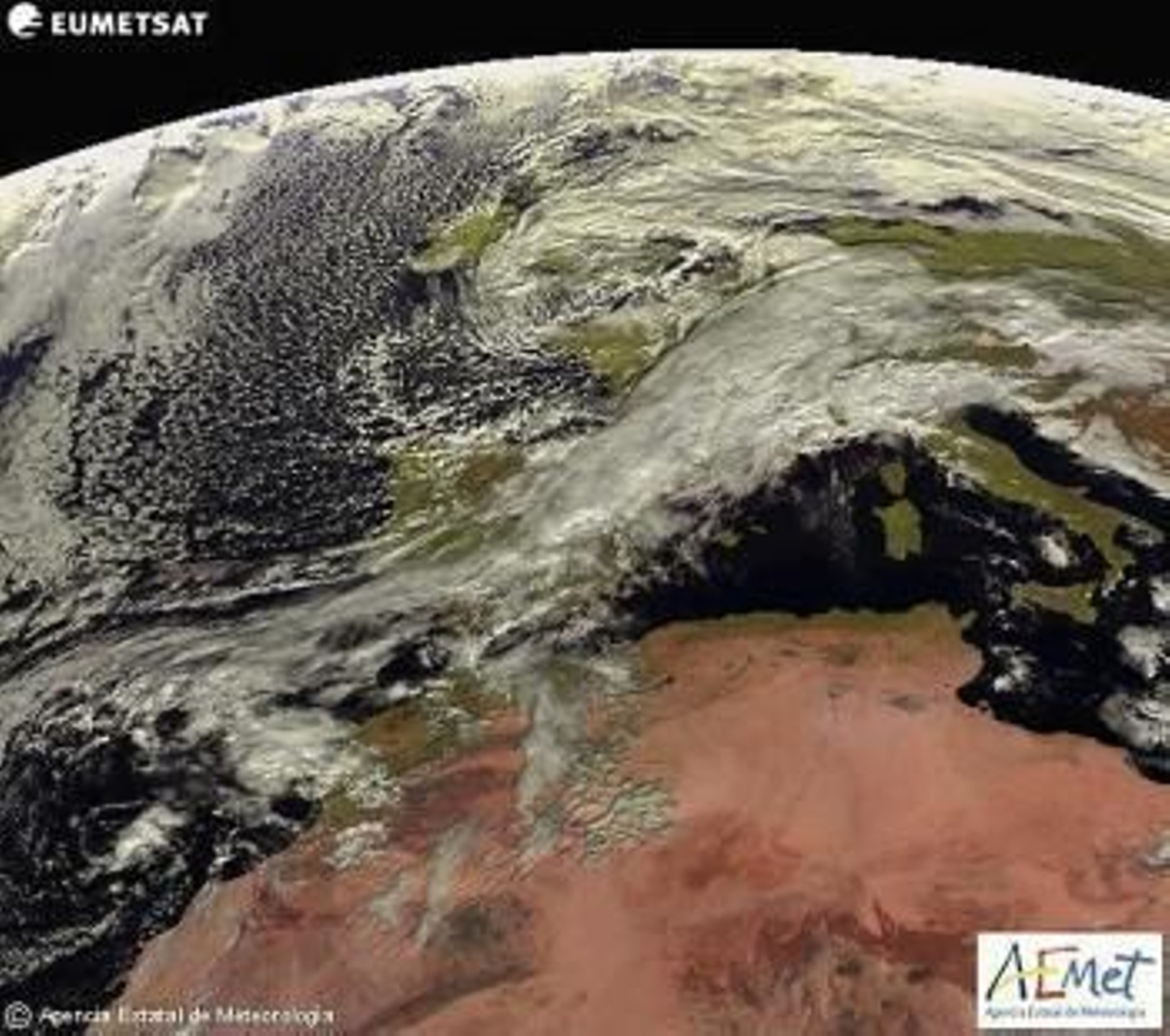 Imagen tomada por el satélite Meteosat para la Agencia Estatal de Meteorología