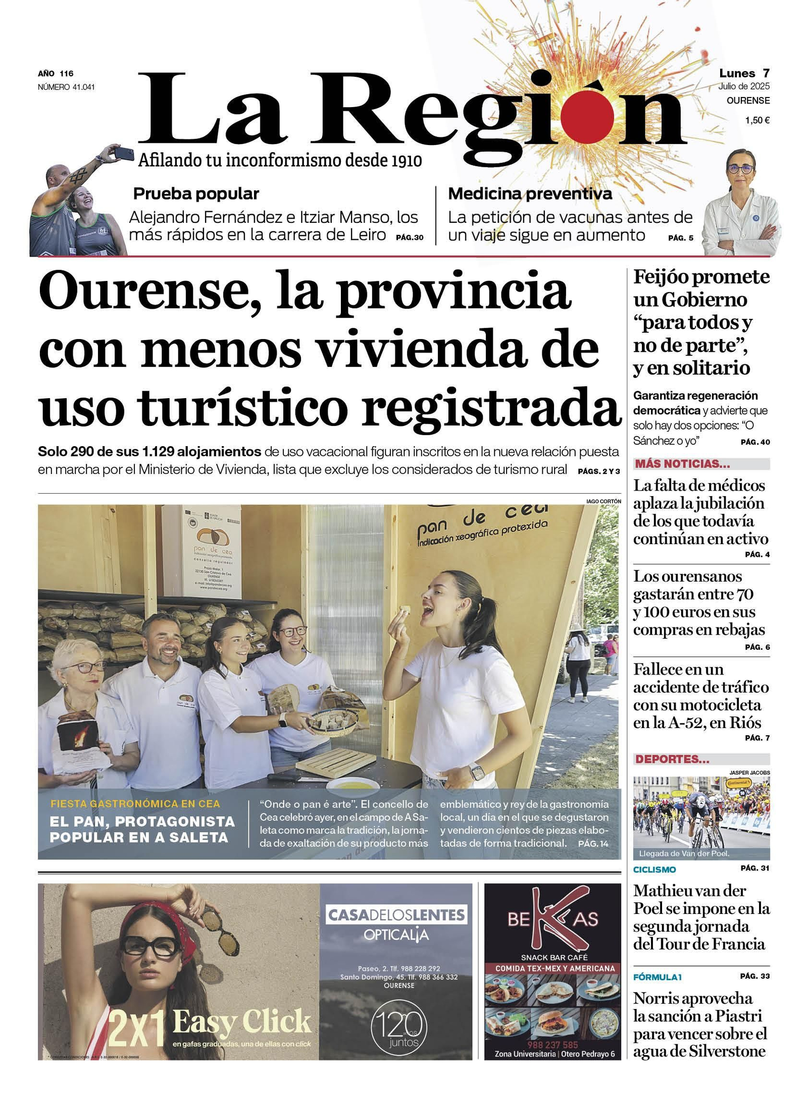 La portada de La Región.