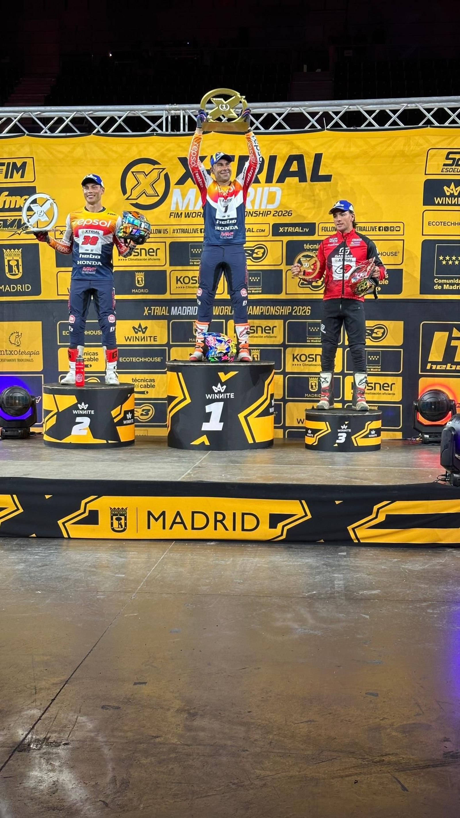 El podio final en cita de anoche en el Madrid Arena.