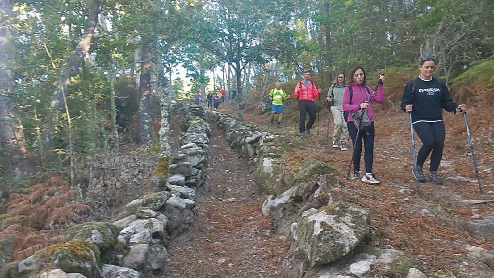 Los participantes, en plena andaina por tierras de A Peroxa.