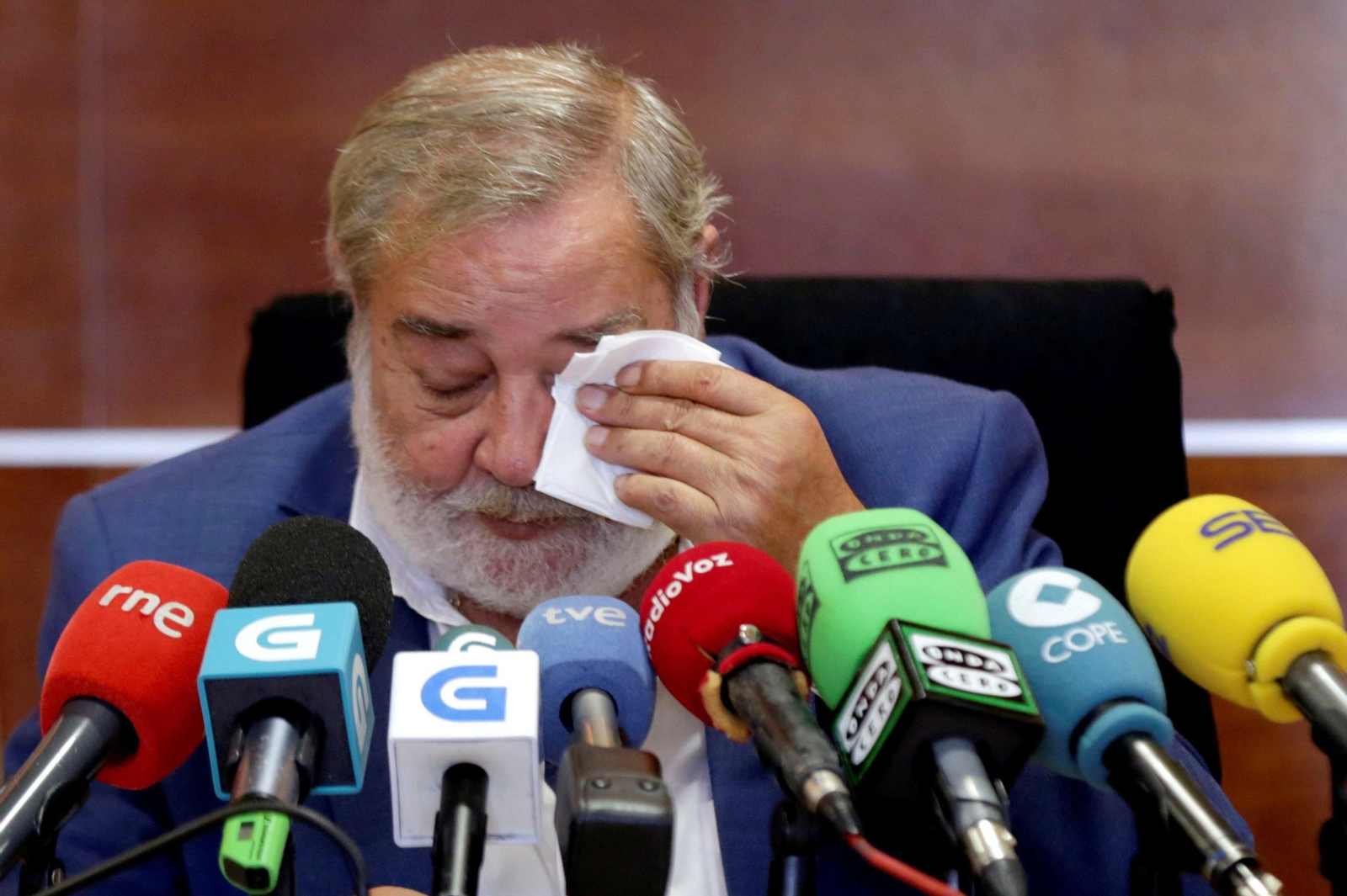 Julio Sacristán, muy emocionado ayer durante la rueda de prensa.
