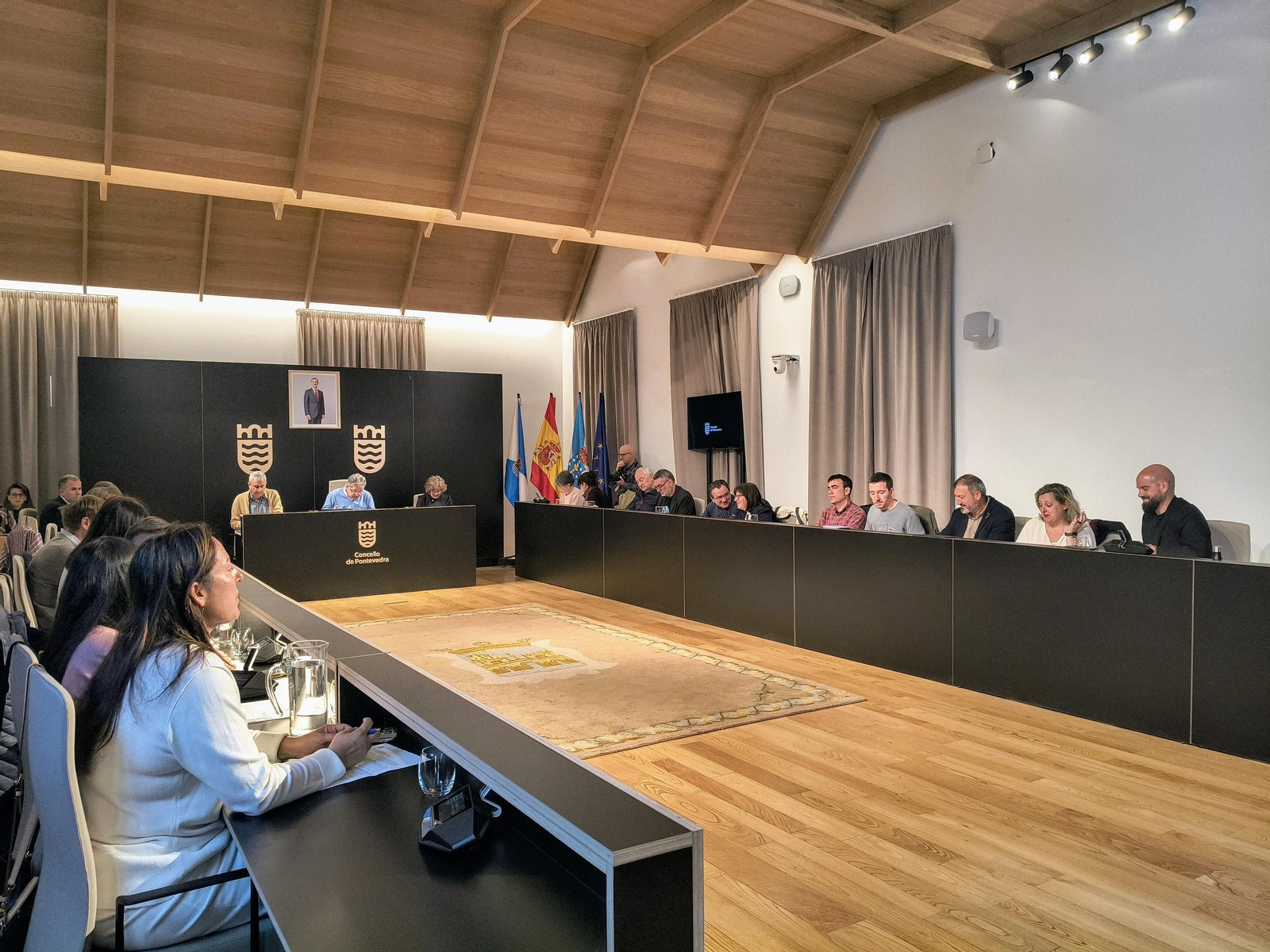 Un momento del debate del pleno municipal de Pontevedra ayer en la Casa Consistorial.