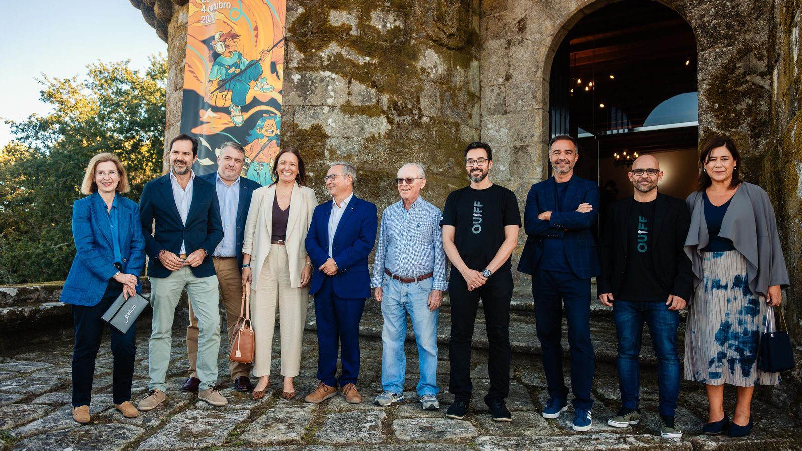 Organizadores, autoridades y patrocinadores en la presentación da 31ª edición do OUFF en el Pazo de Vilamarín.
