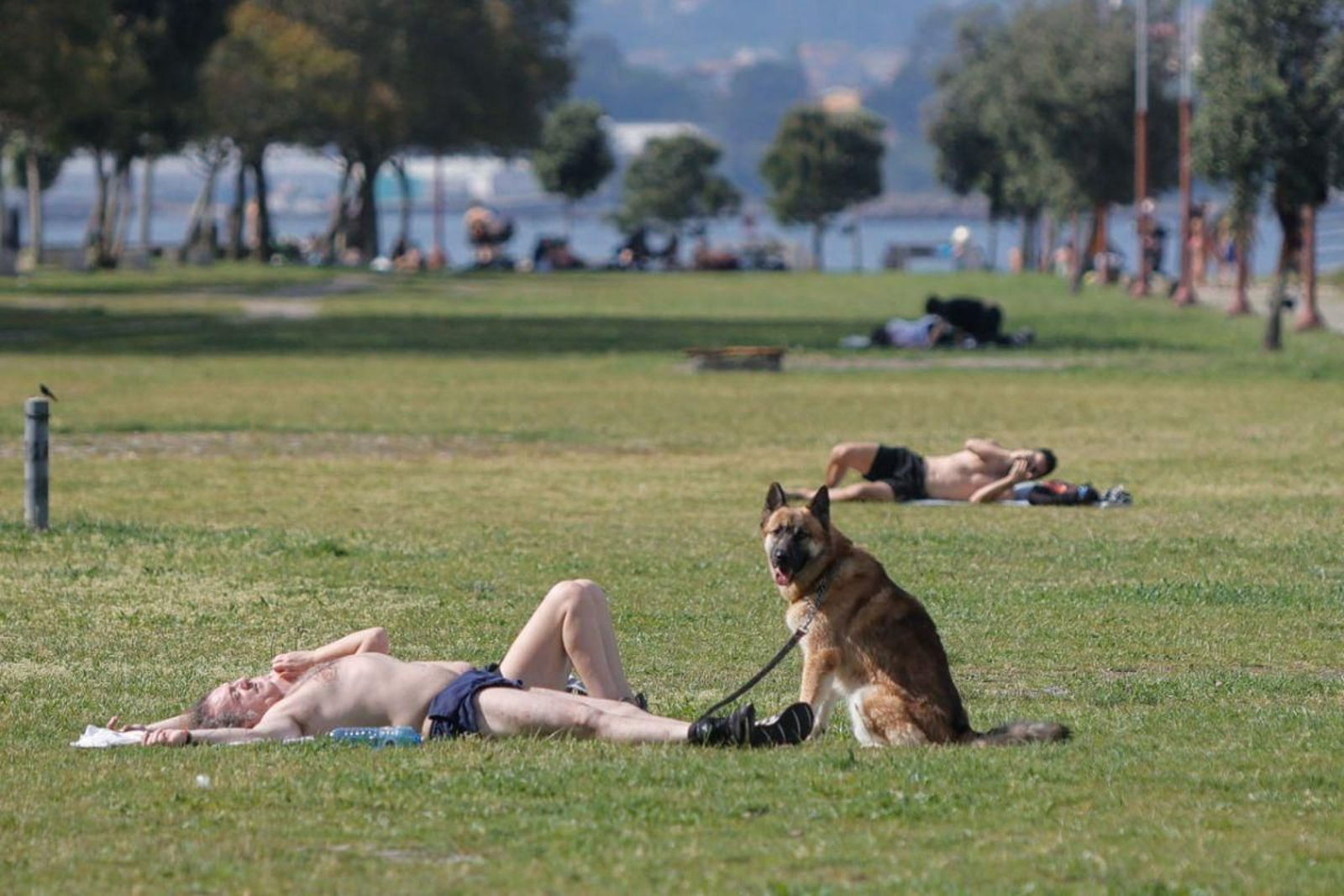 Ya sea en la arena de la playa o en el césped de la ETEA, cualquier sitio fue bueno ayer para disfrutar del calor.