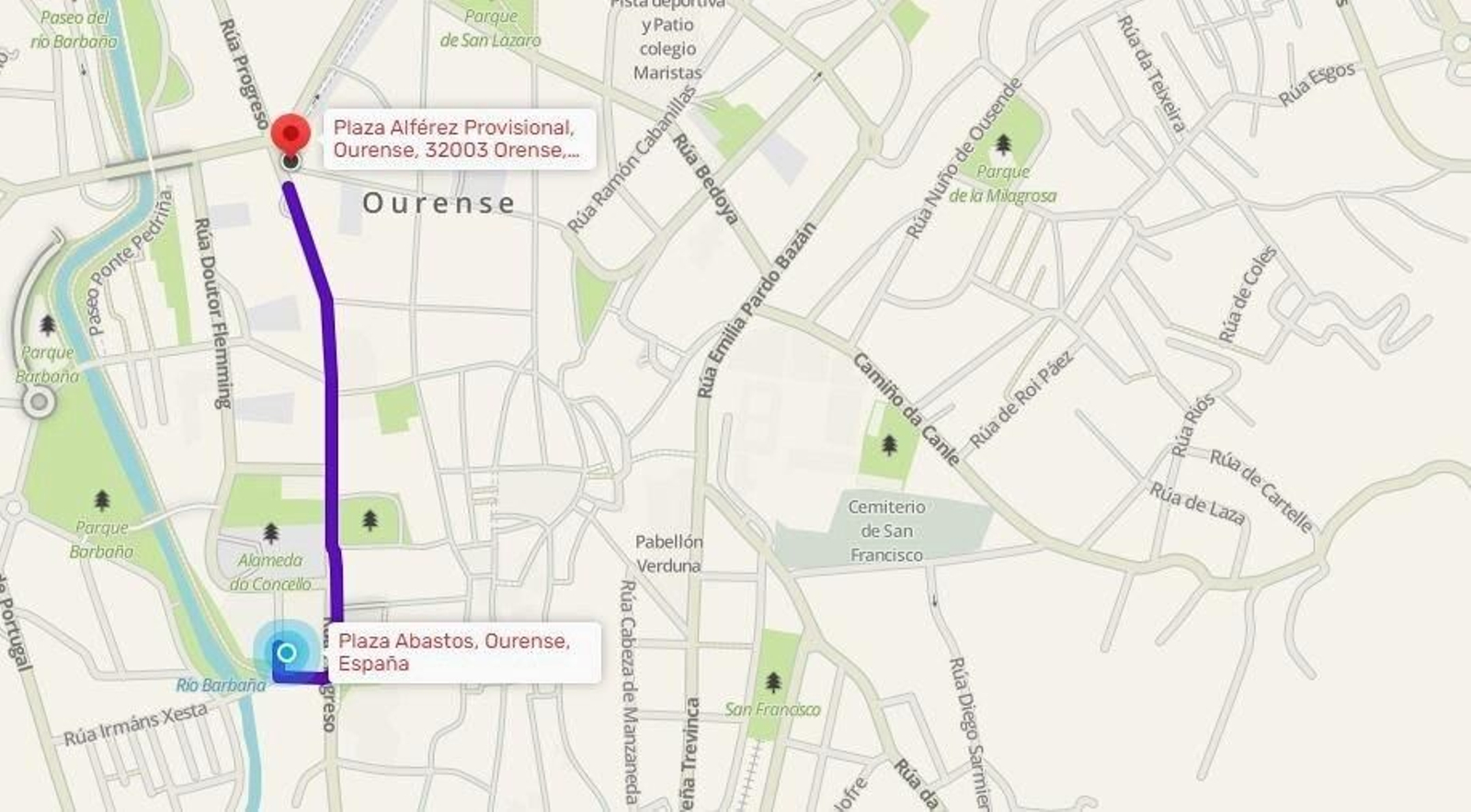 Cierre al tráfico en la calle Progreso de Ourense.