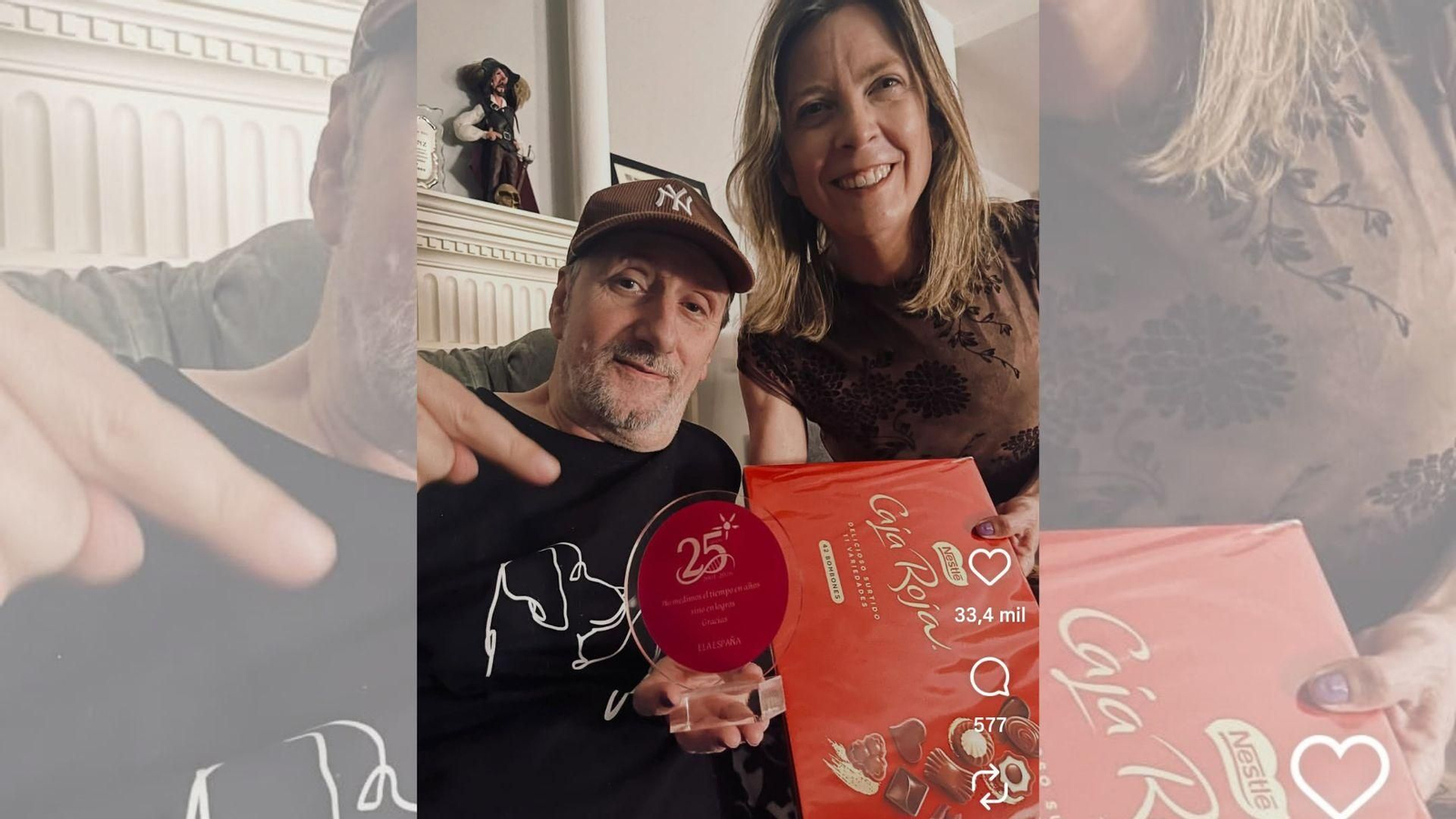 Imagen compartida en las redes sociales por la hija de José Luis Gil, con el premio recibido por el actor.