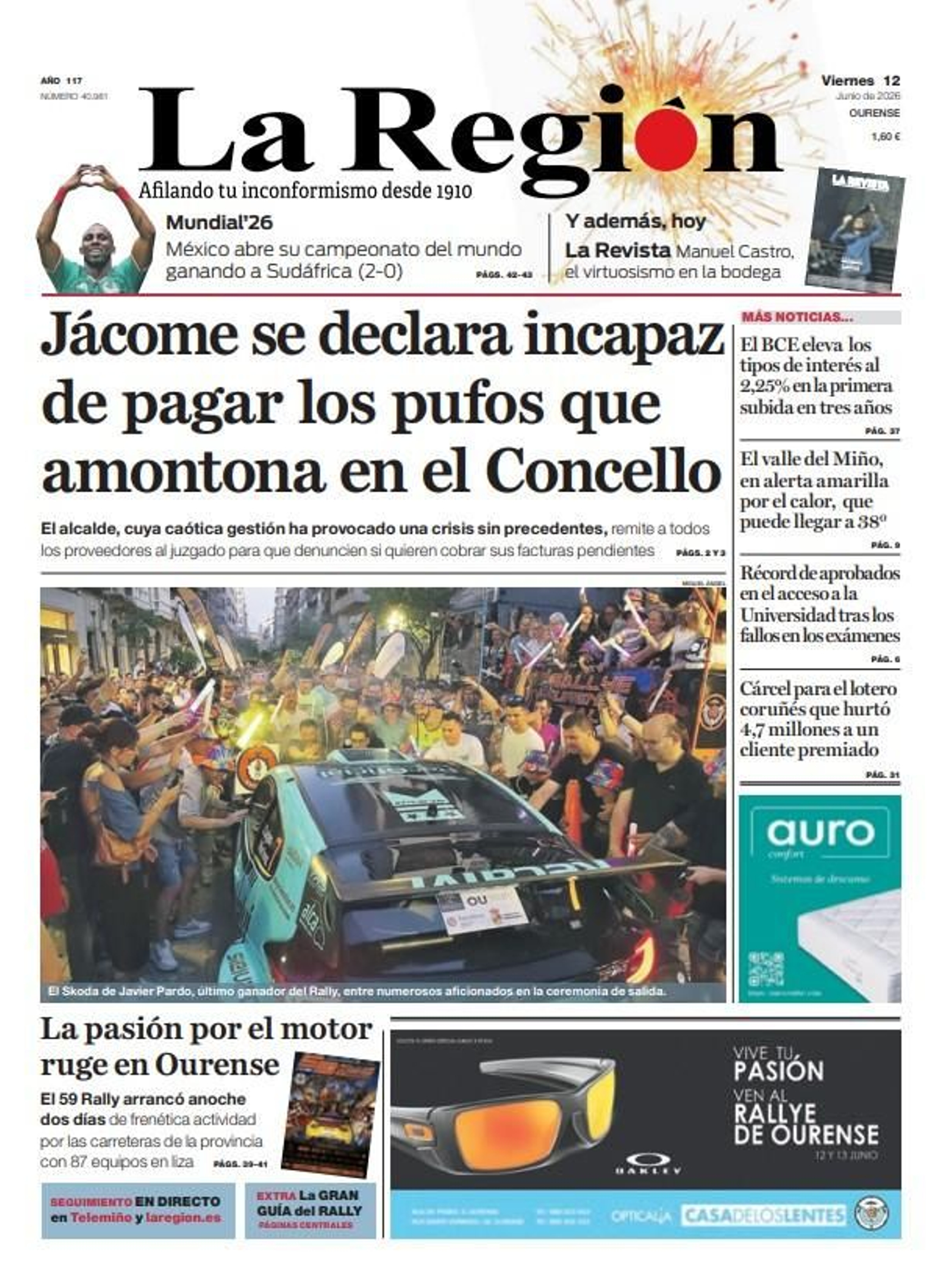 La portada de este viernes de La Región.