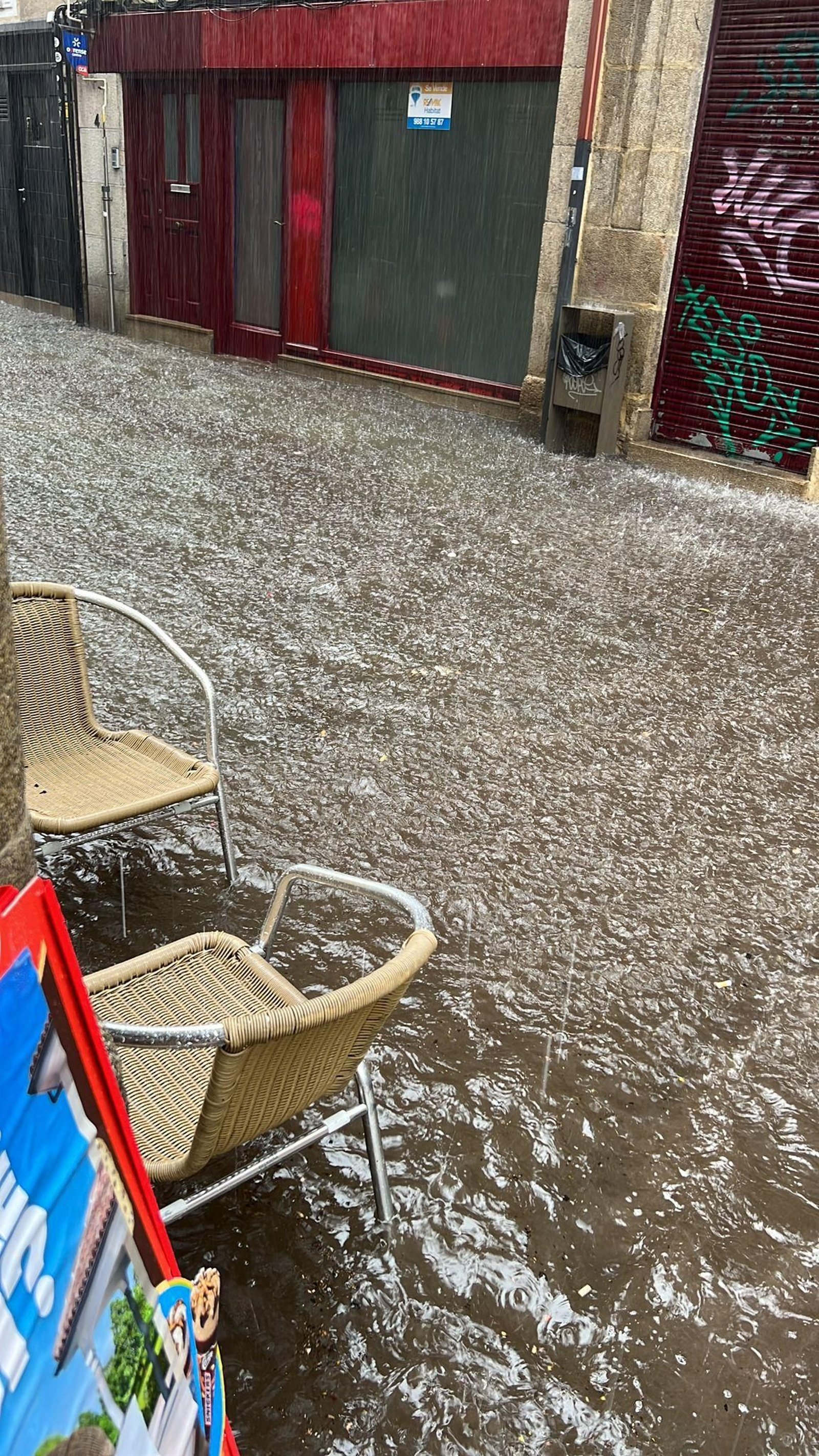 Terrazas inundadas por la tormenta