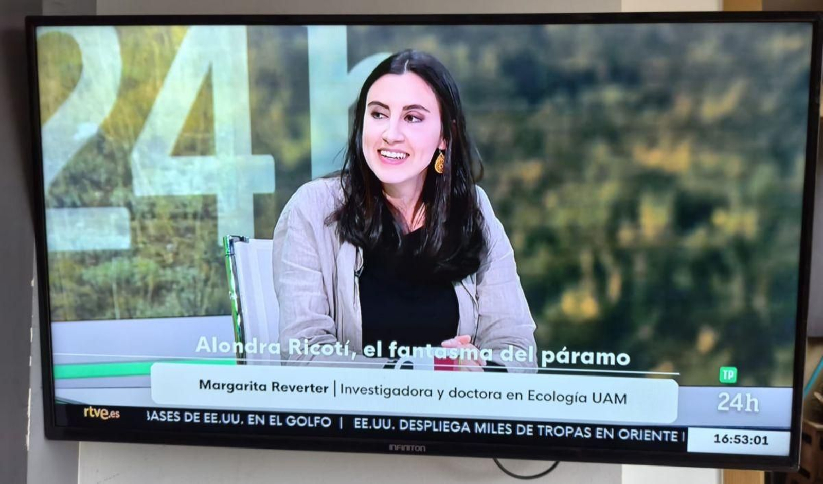 Margarita Reverter Cid durante su participación en “Objetivo planeta” del Canal 24h de TVE para hablar de la Alondra Ricoti.