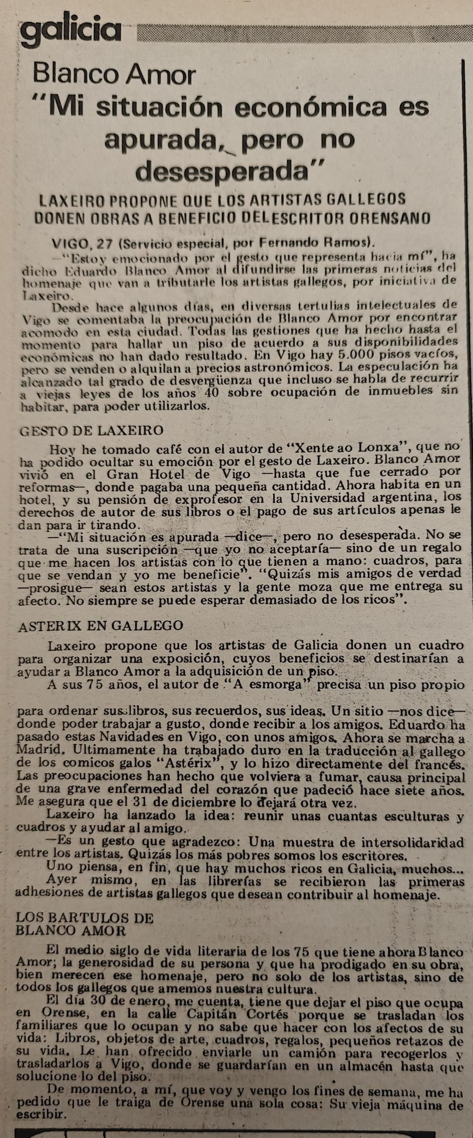 El recorte de la noticia.