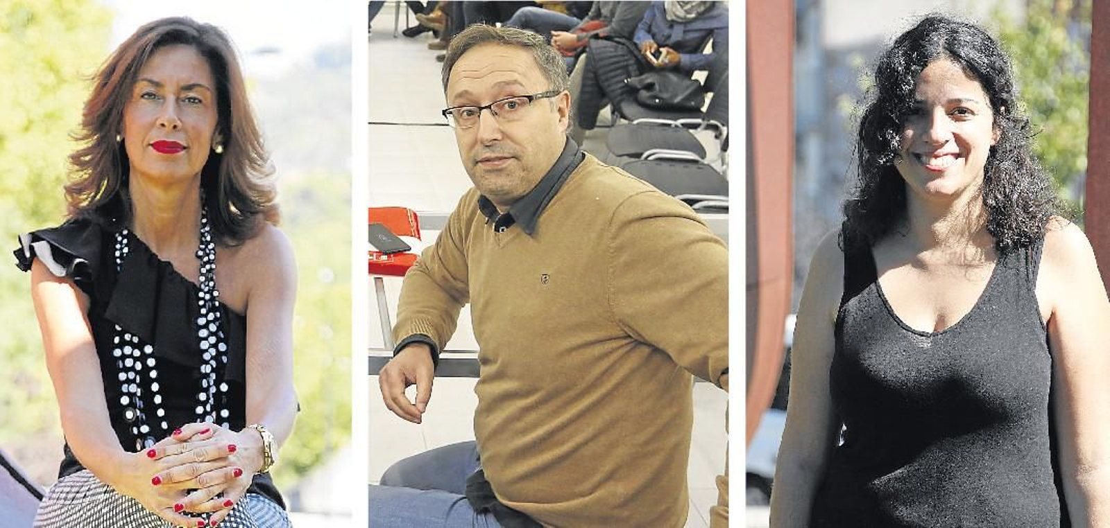 Marisol Díaz Mouteira (PP), Juan Carlos Francisco (PSOE) y Noa Presas (BNG).